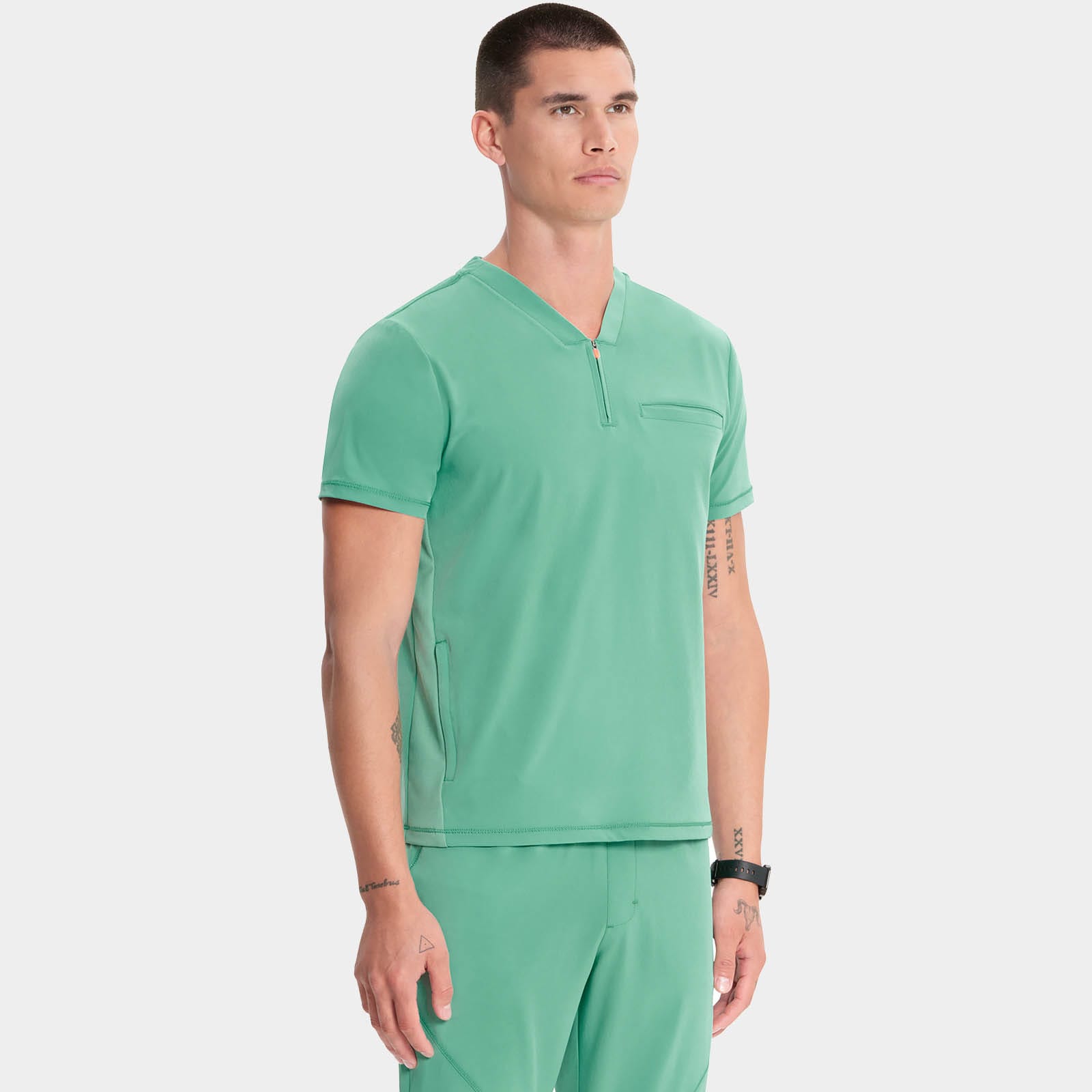 Men's Partial Zip V-Neck Top | IN702A