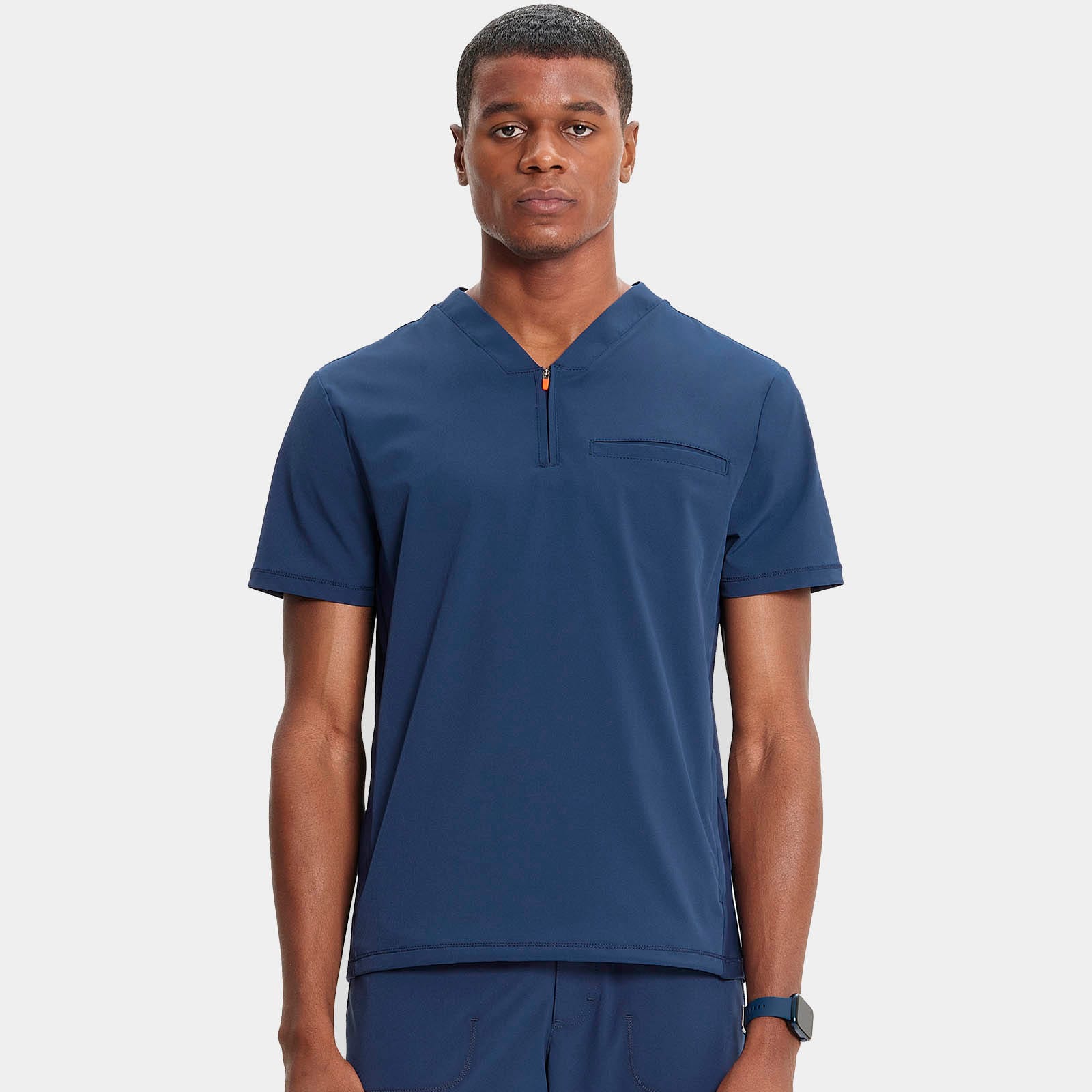 Men's Partial Zip V-Neck Top | IN702A