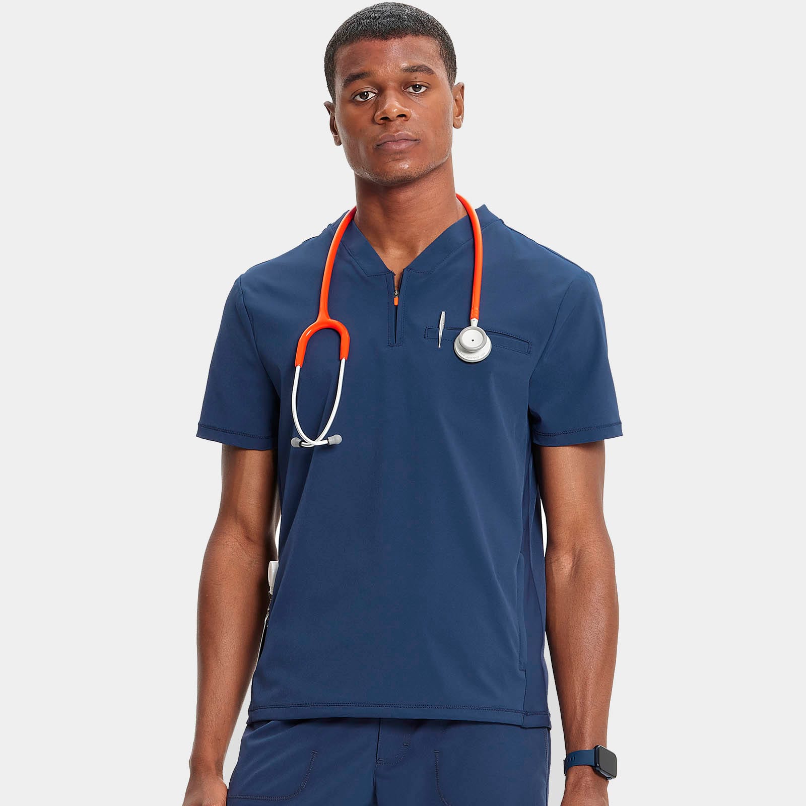 Men's Partial Zip V-Neck Top | IN702A