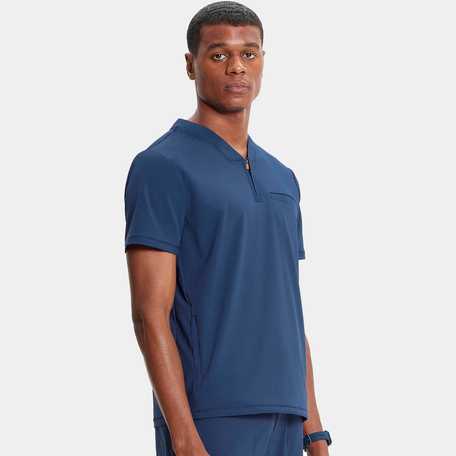Men's Partial Zip V-Neck Top | IN702A