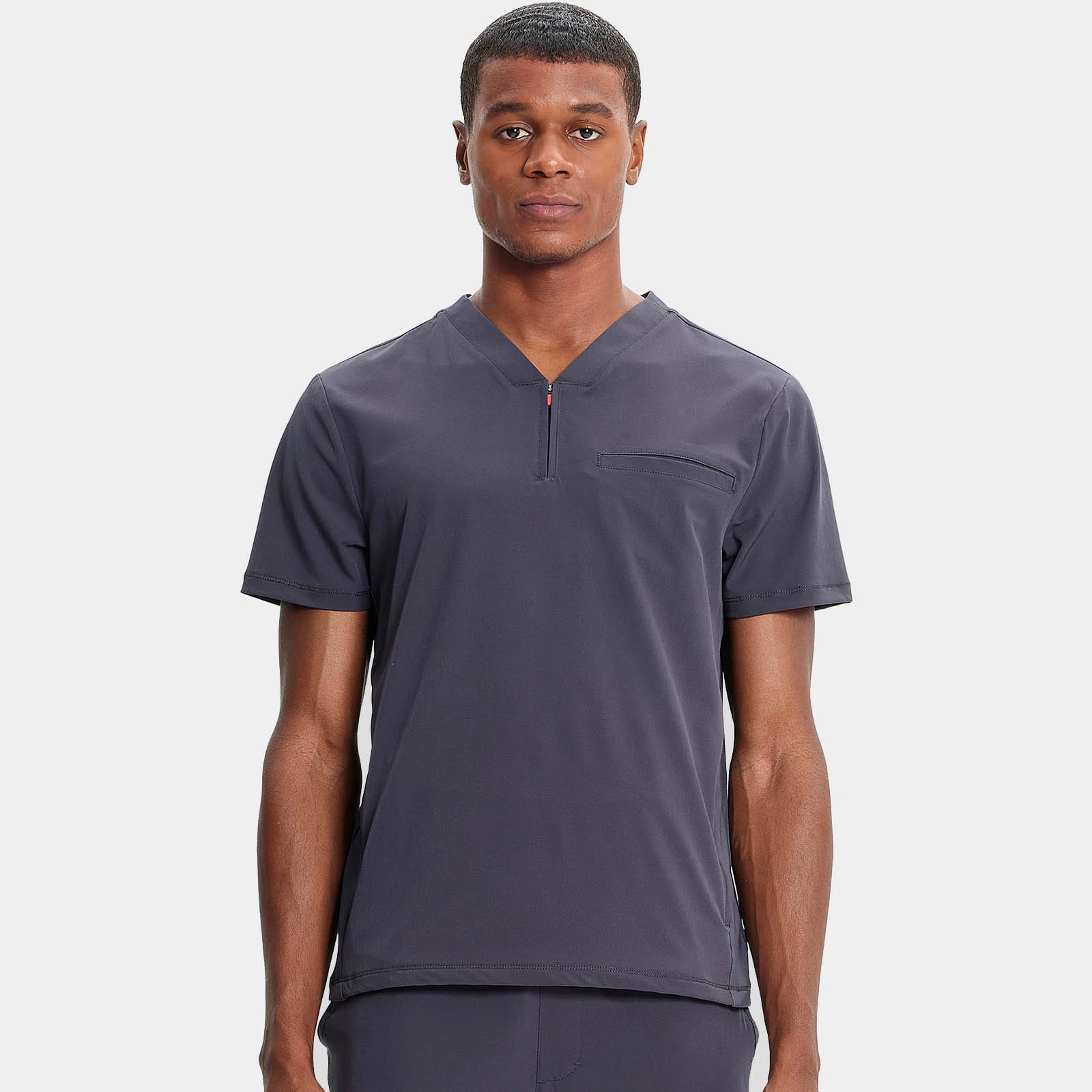 Men's Partial Zip V-Neck Top | IN702A