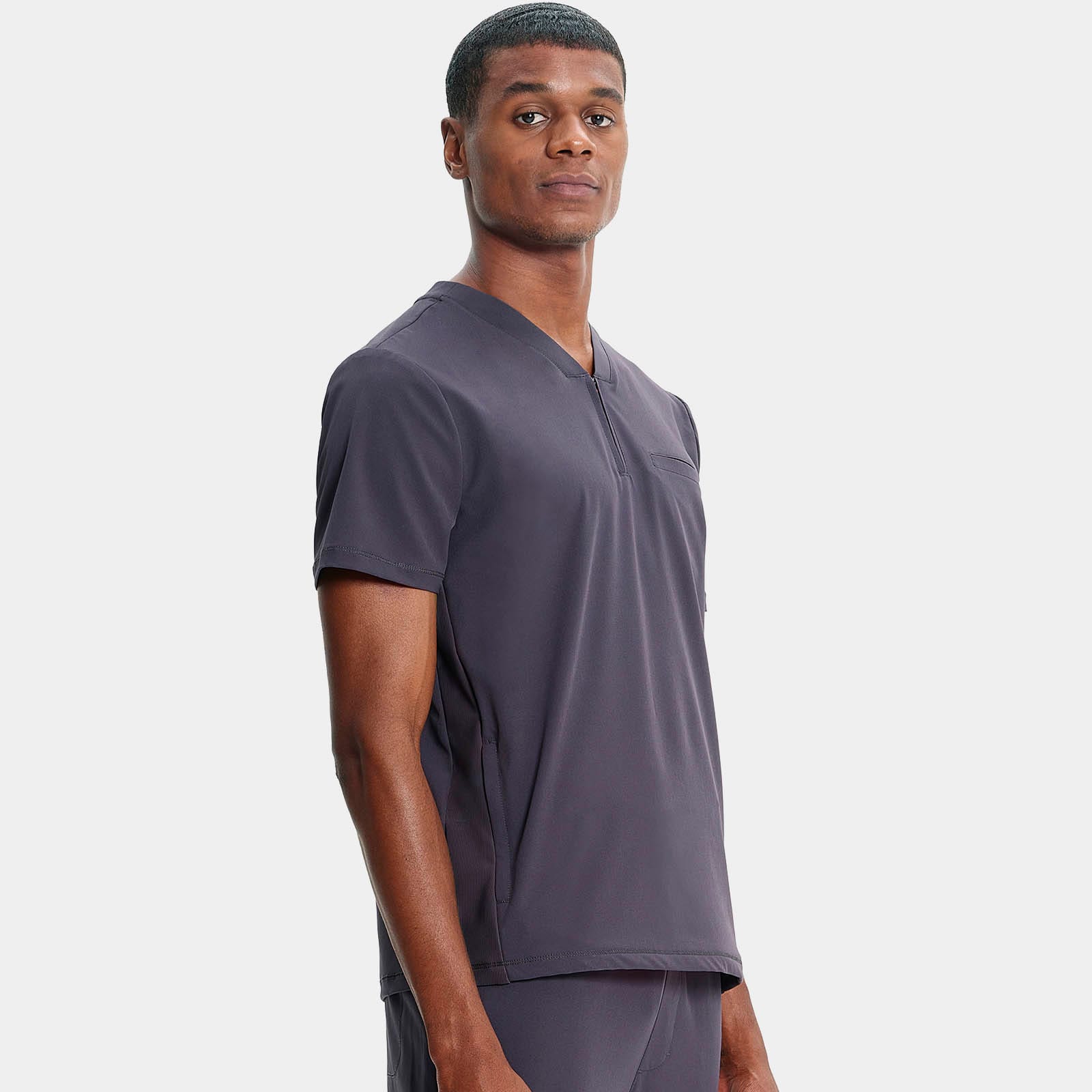 Men's Partial Zip V-Neck Top | IN702A