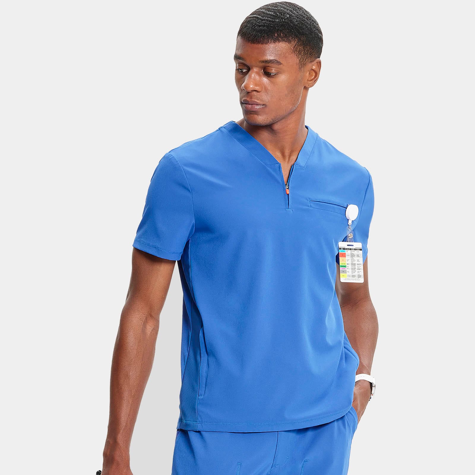 Men's Partial Zip V-Neck Top | IN702A