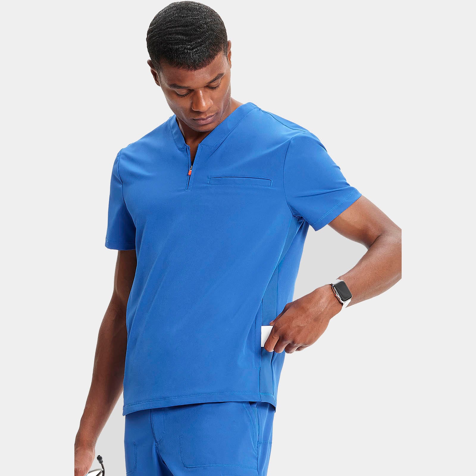 Men's Partial Zip V-Neck Top | IN702A