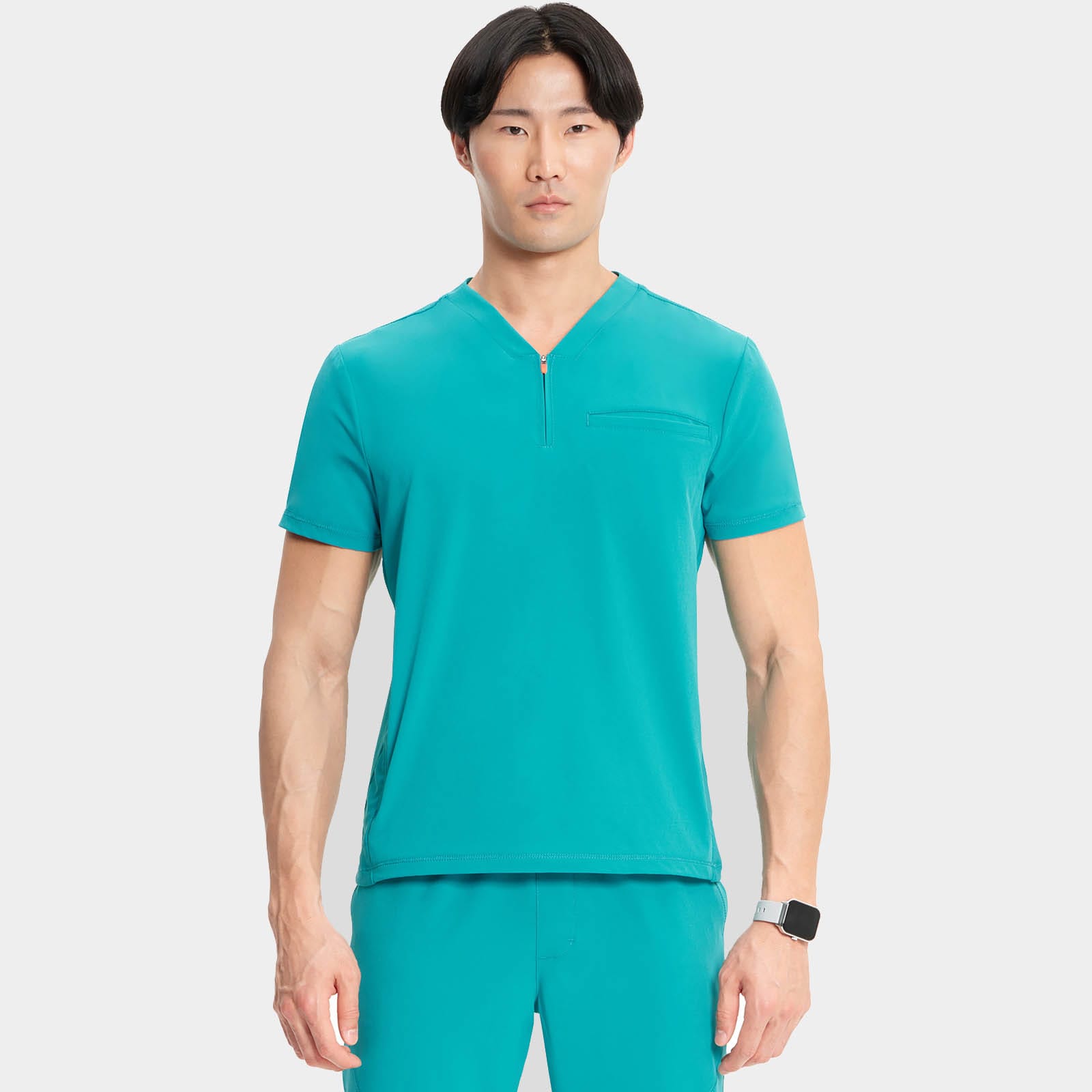 Men's Partial Zip V-Neck Top | IN702A