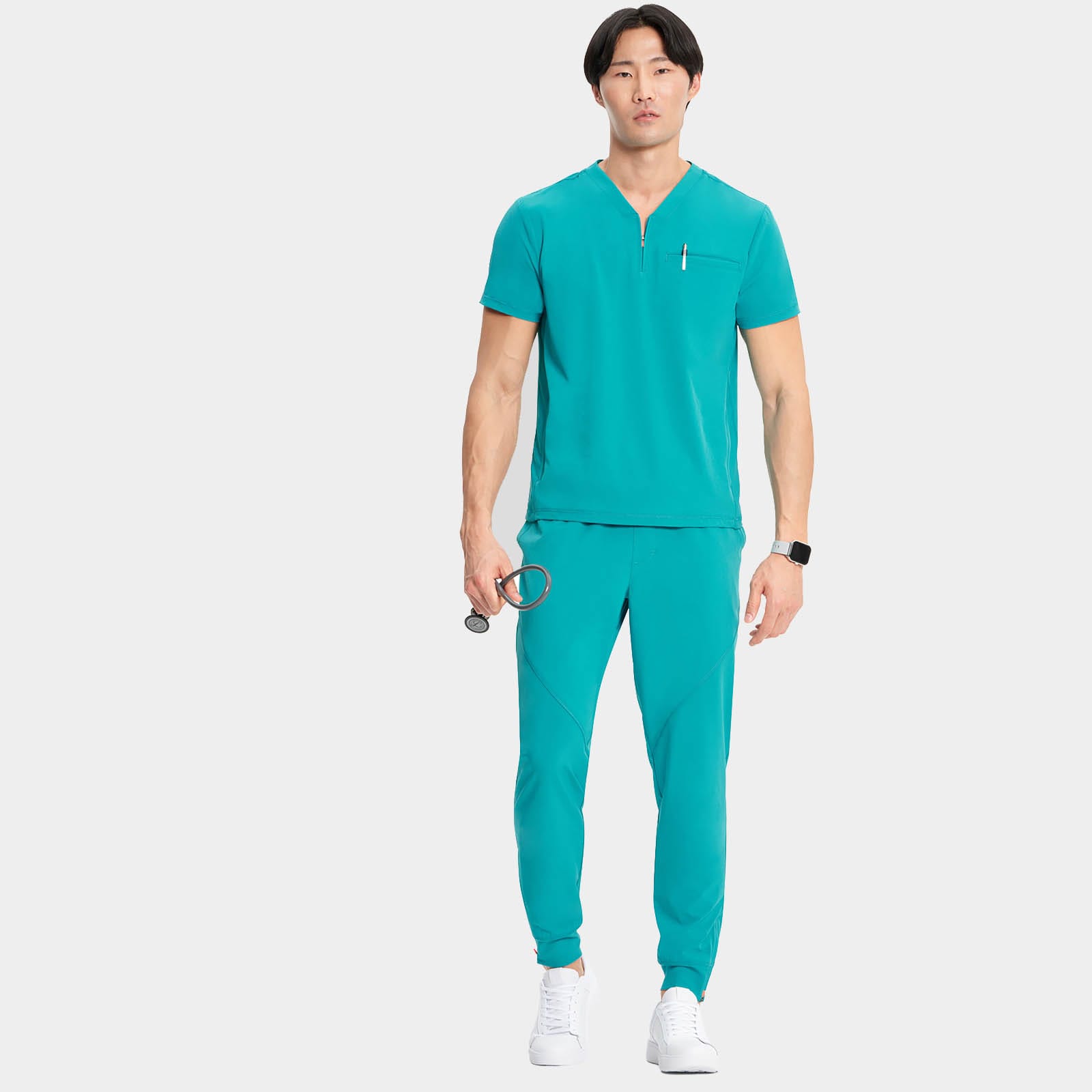Men's Partial Zip V-Neck Top | IN702A