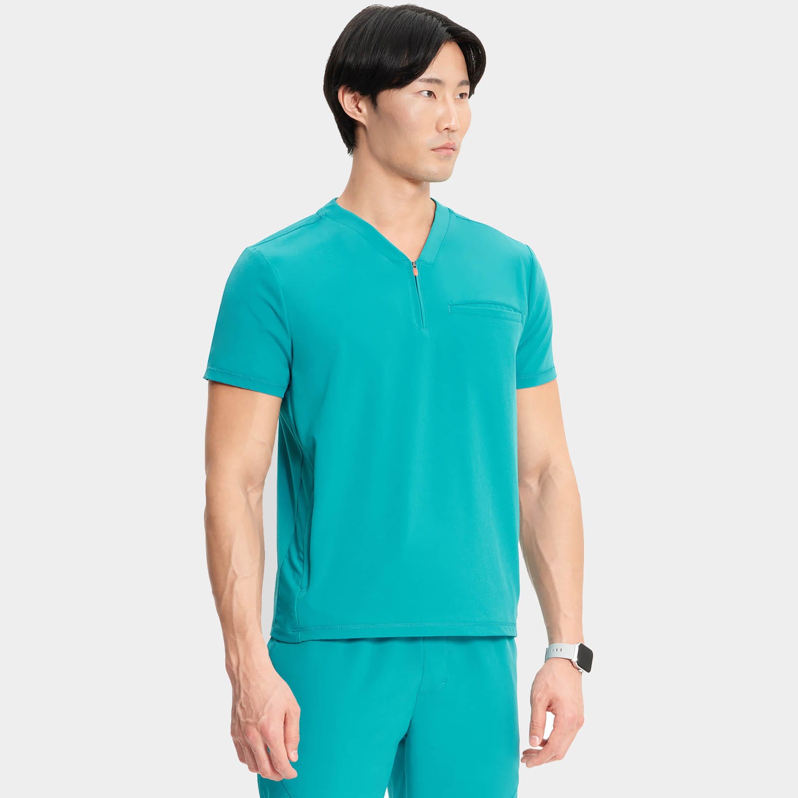 Men's Partial Zip V-Neck Top | IN702A