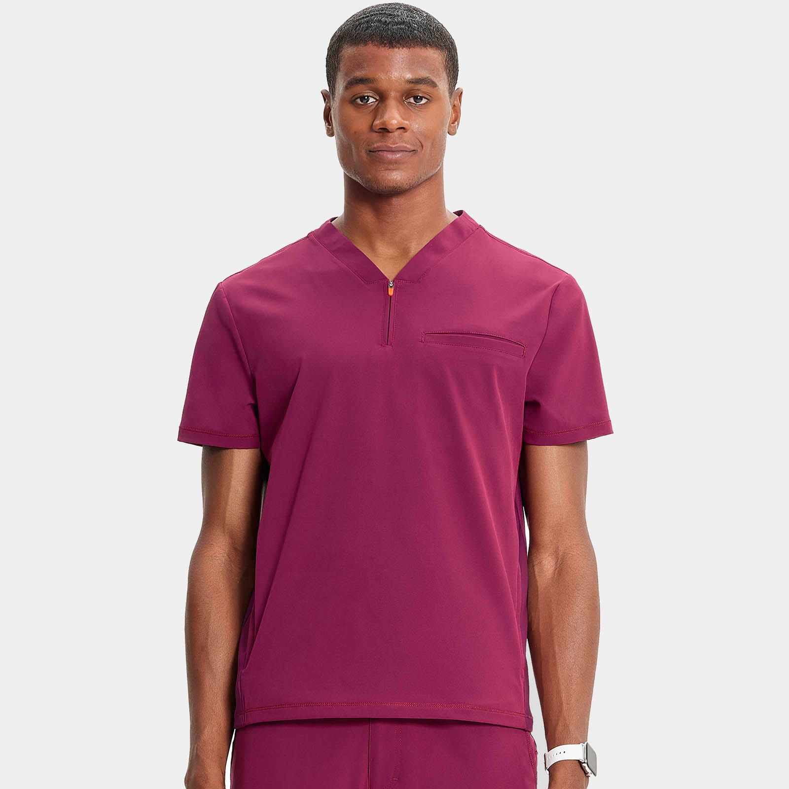 Men's Partial Zip V-Neck Top | IN702A