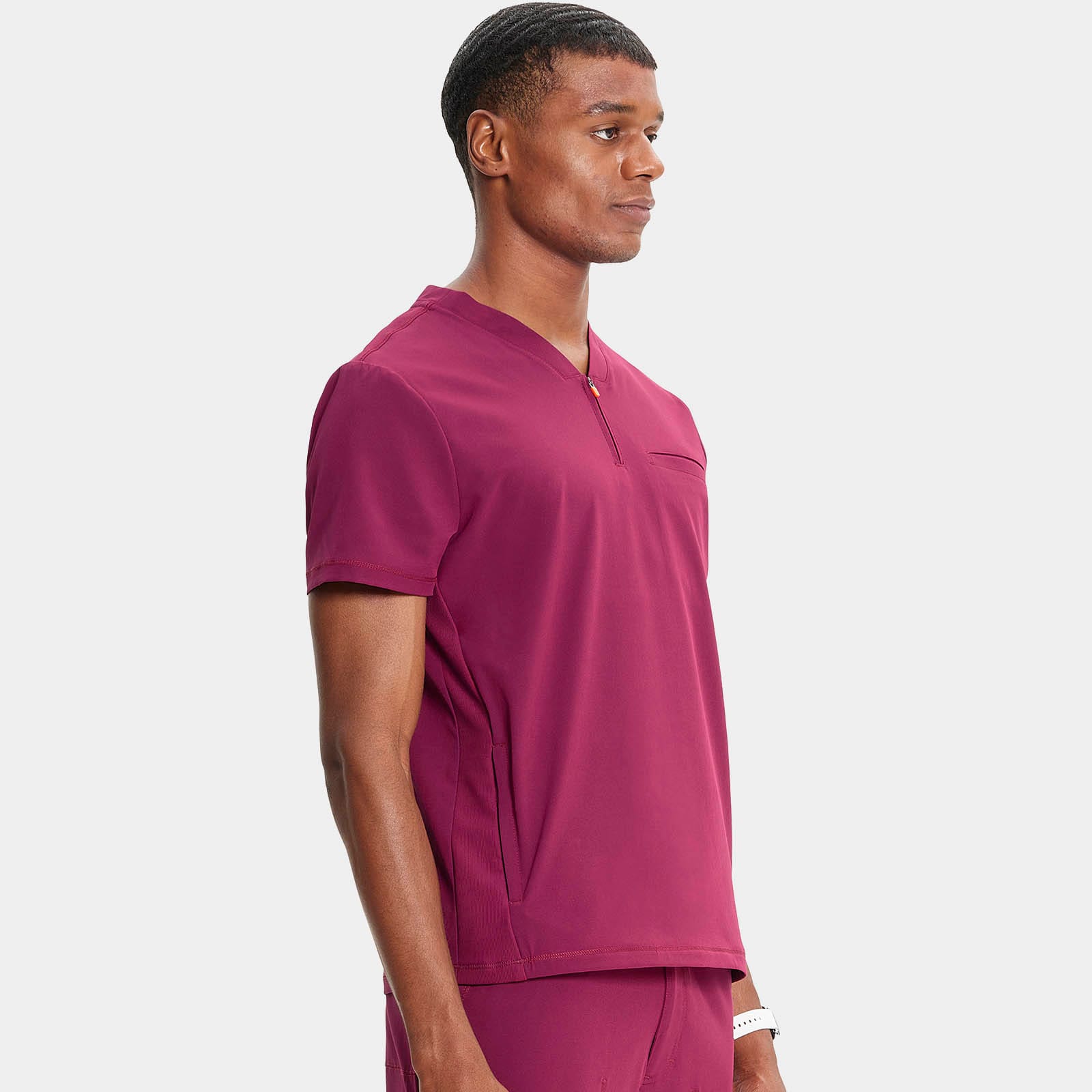 Men's Partial Zip V-Neck Top | IN702A