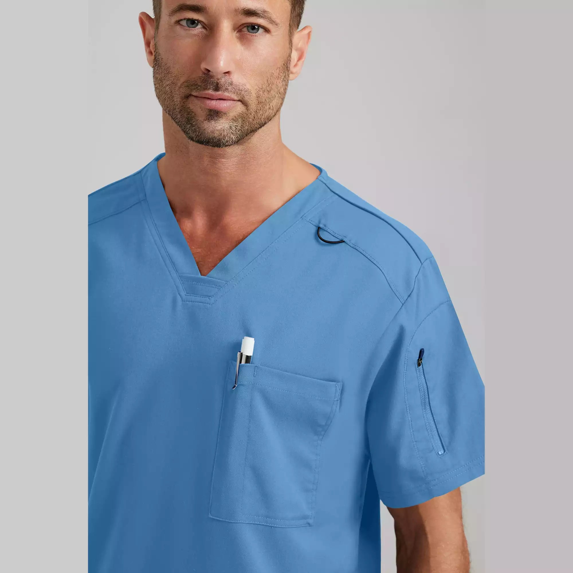 Men's Chest Pocket V-Neck Scrub Top | GRST079