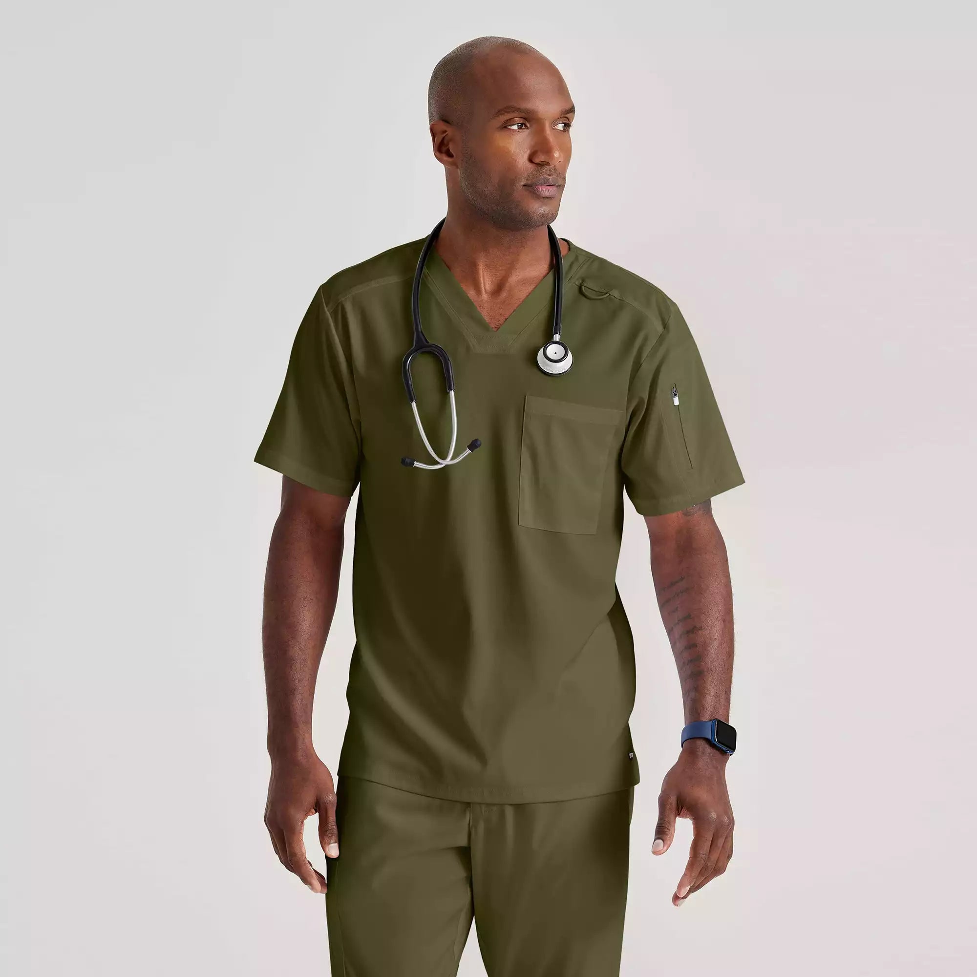 Men's Chest Pocket V-Neck Scrub Top | GRST079