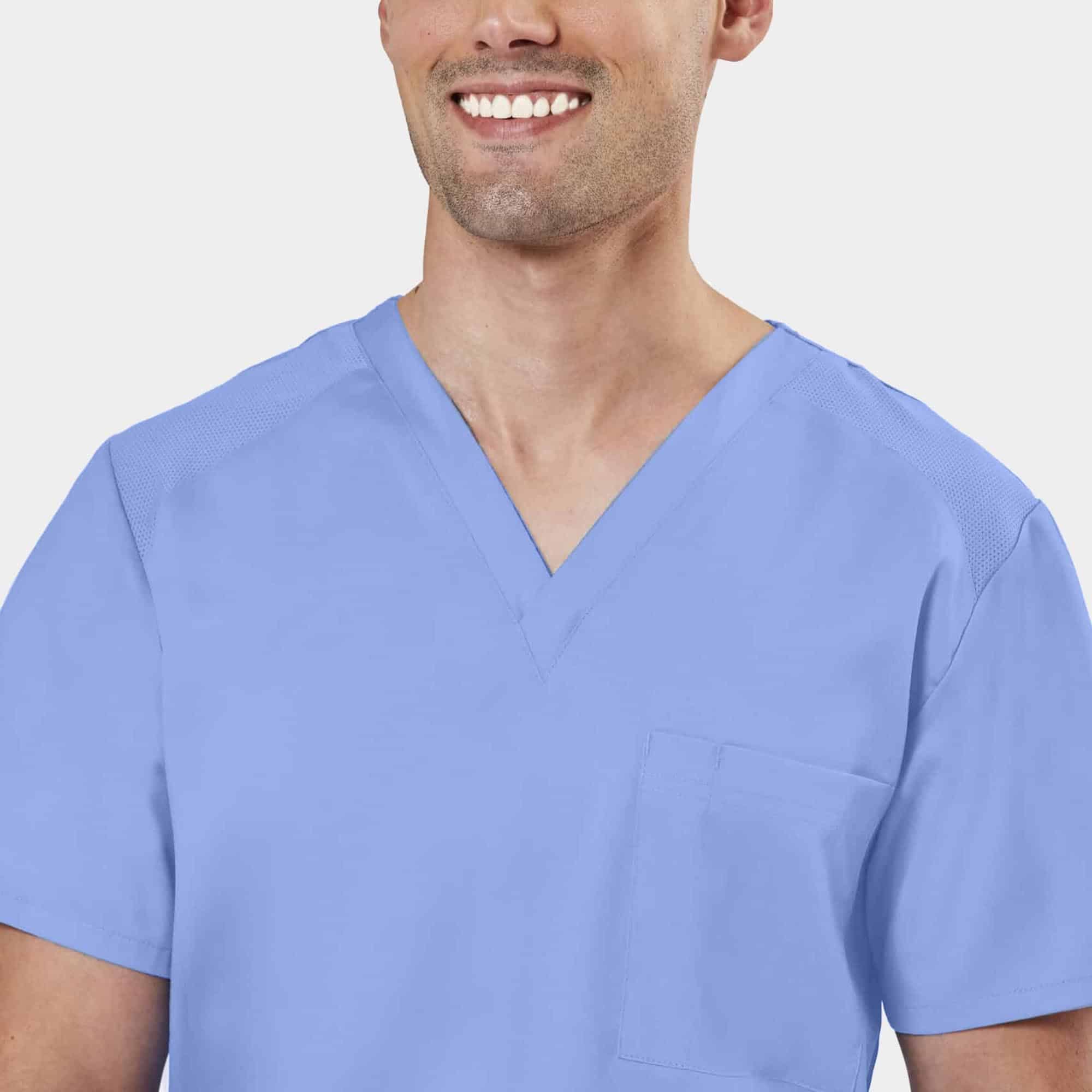 Men's Mesh Panel V-Neck Top | 2851