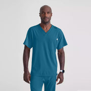 Men's V-Neck Cargo Pocket Scrub Top | SK0112