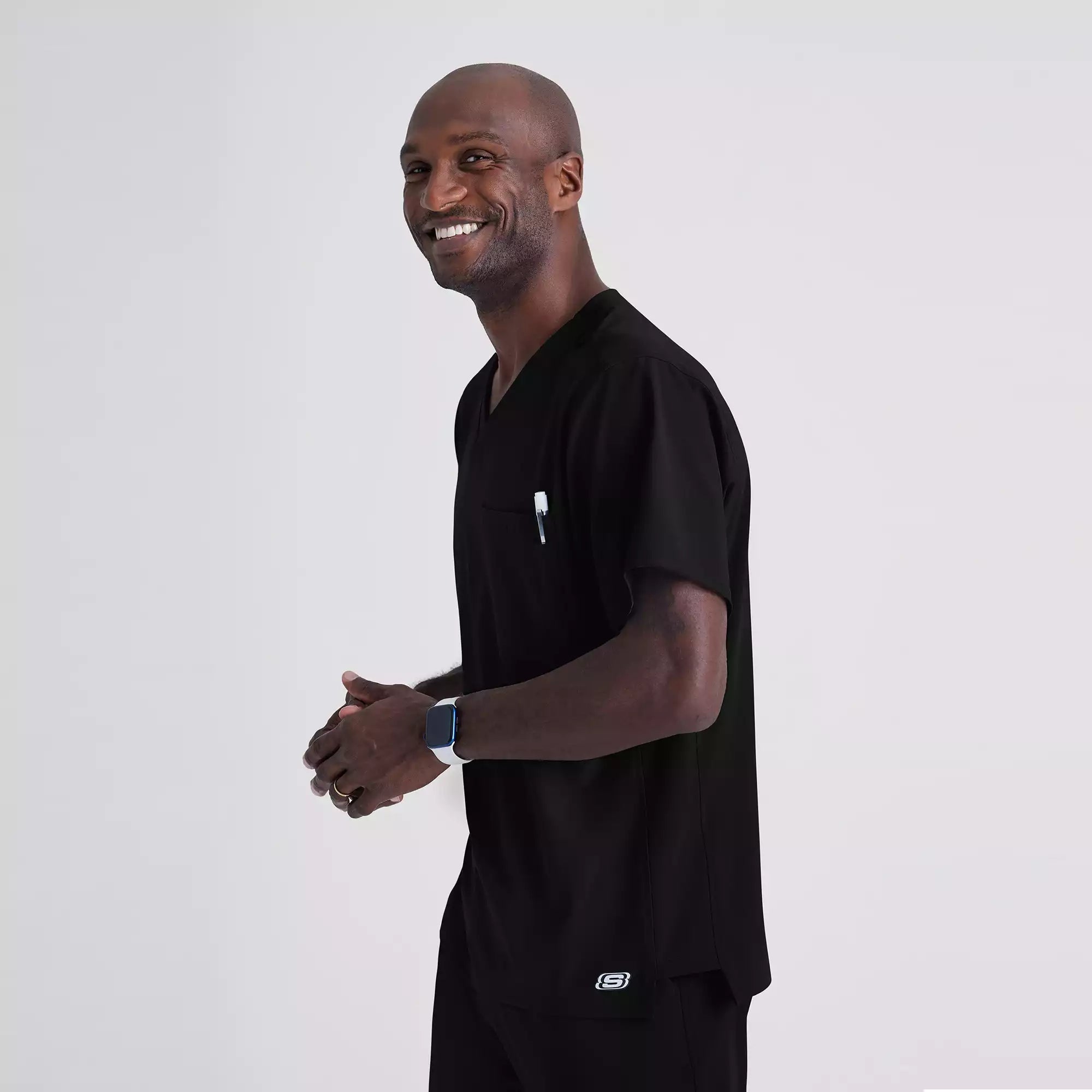 Men's V-Neck Cargo Pocket Scrub Top | SK0112