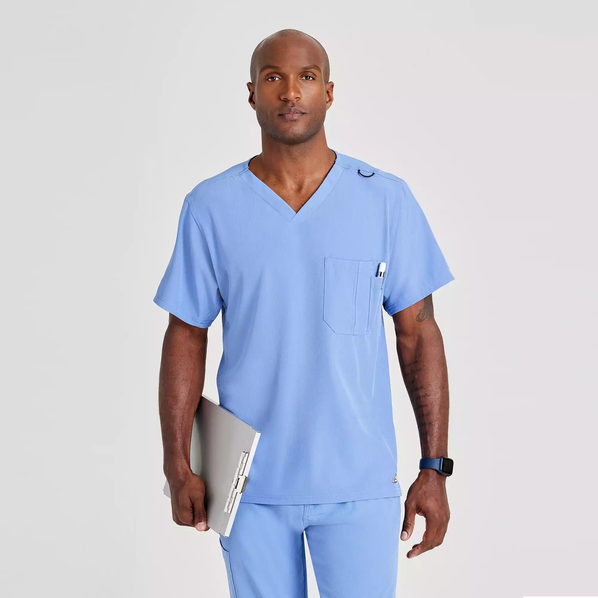 Men's V-Neck Cargo Pocket Scrub Top | SK0112