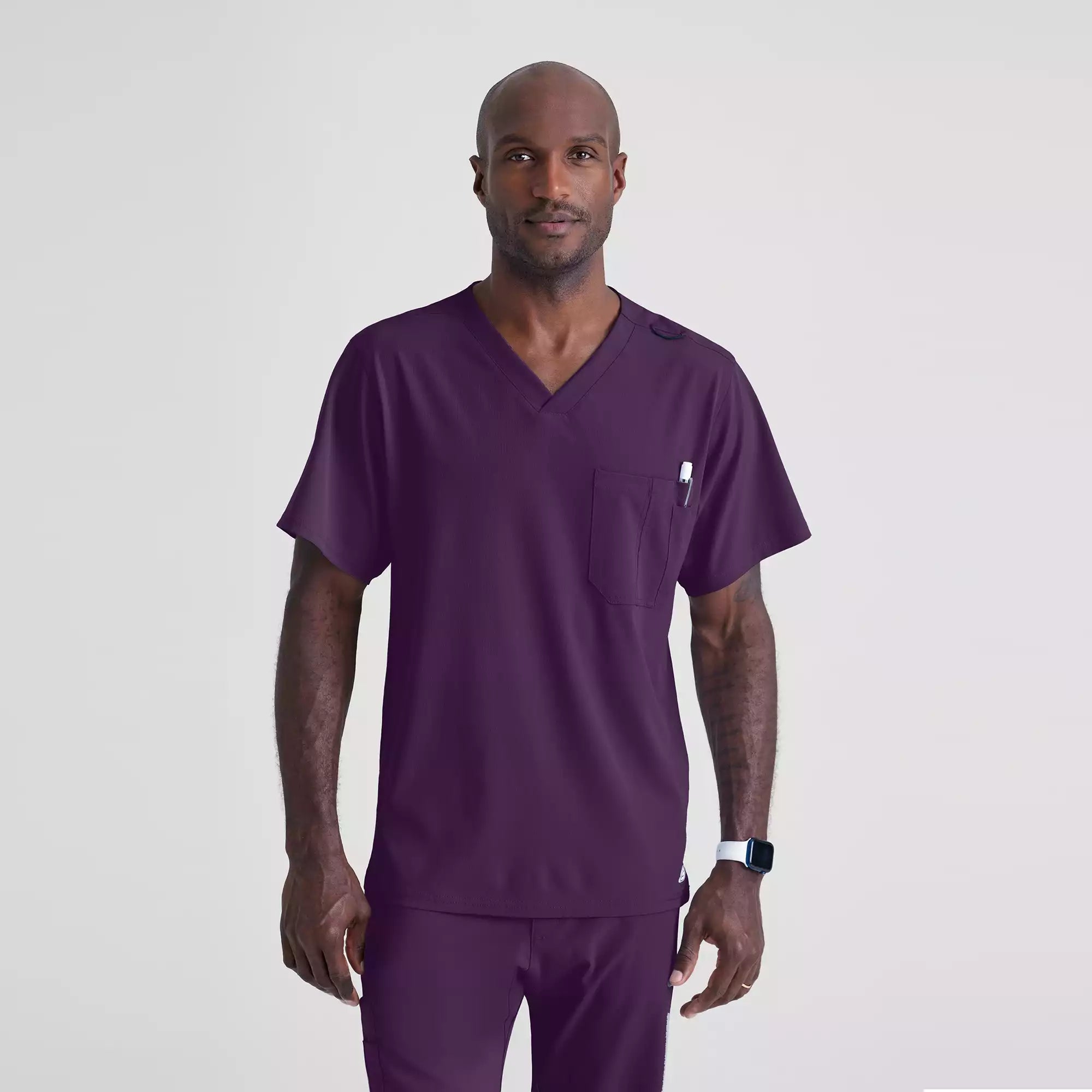 Men's V-Neck Cargo Pocket Scrub Top | SK0112