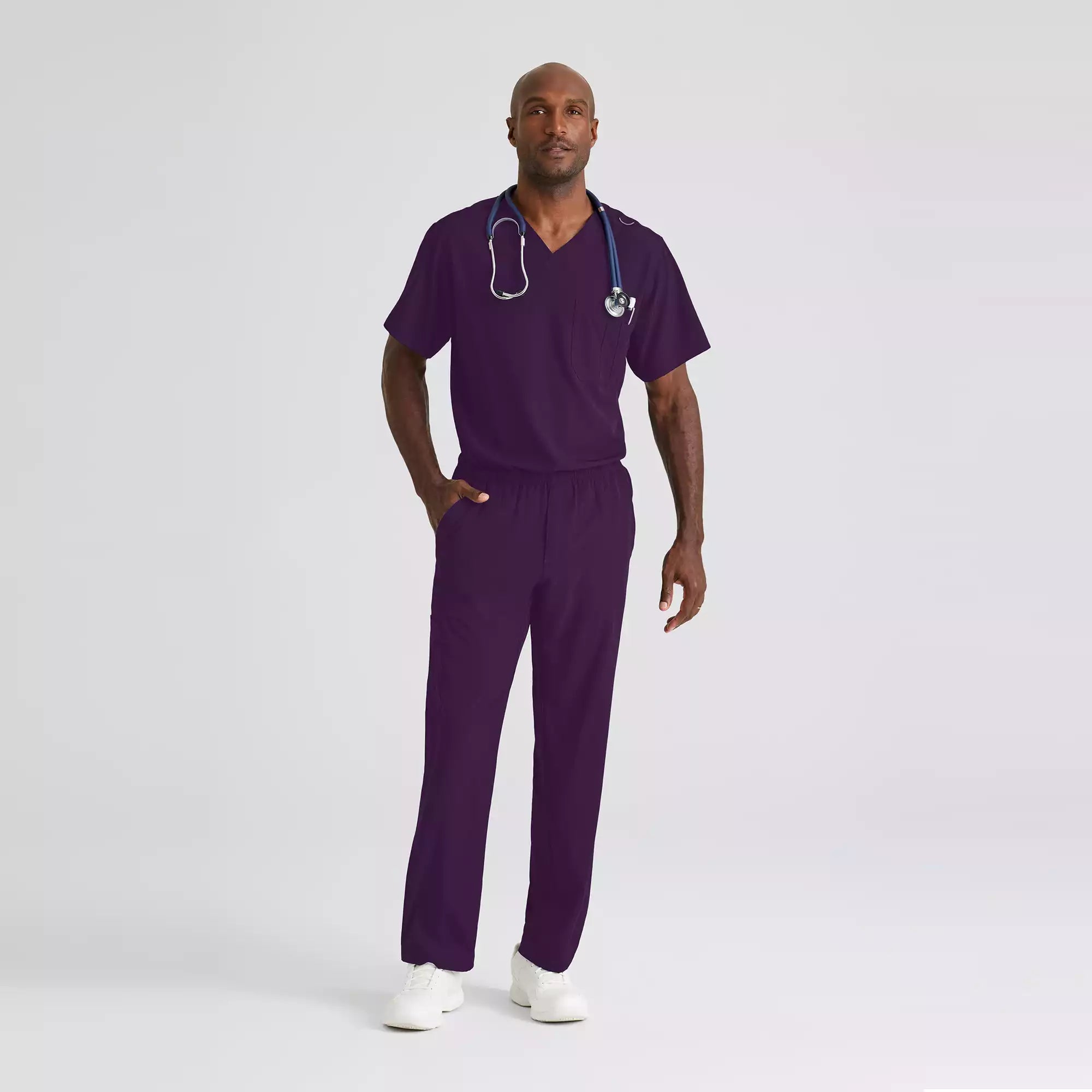 Men's V-Neck Cargo Pocket Scrub Top | SK0112