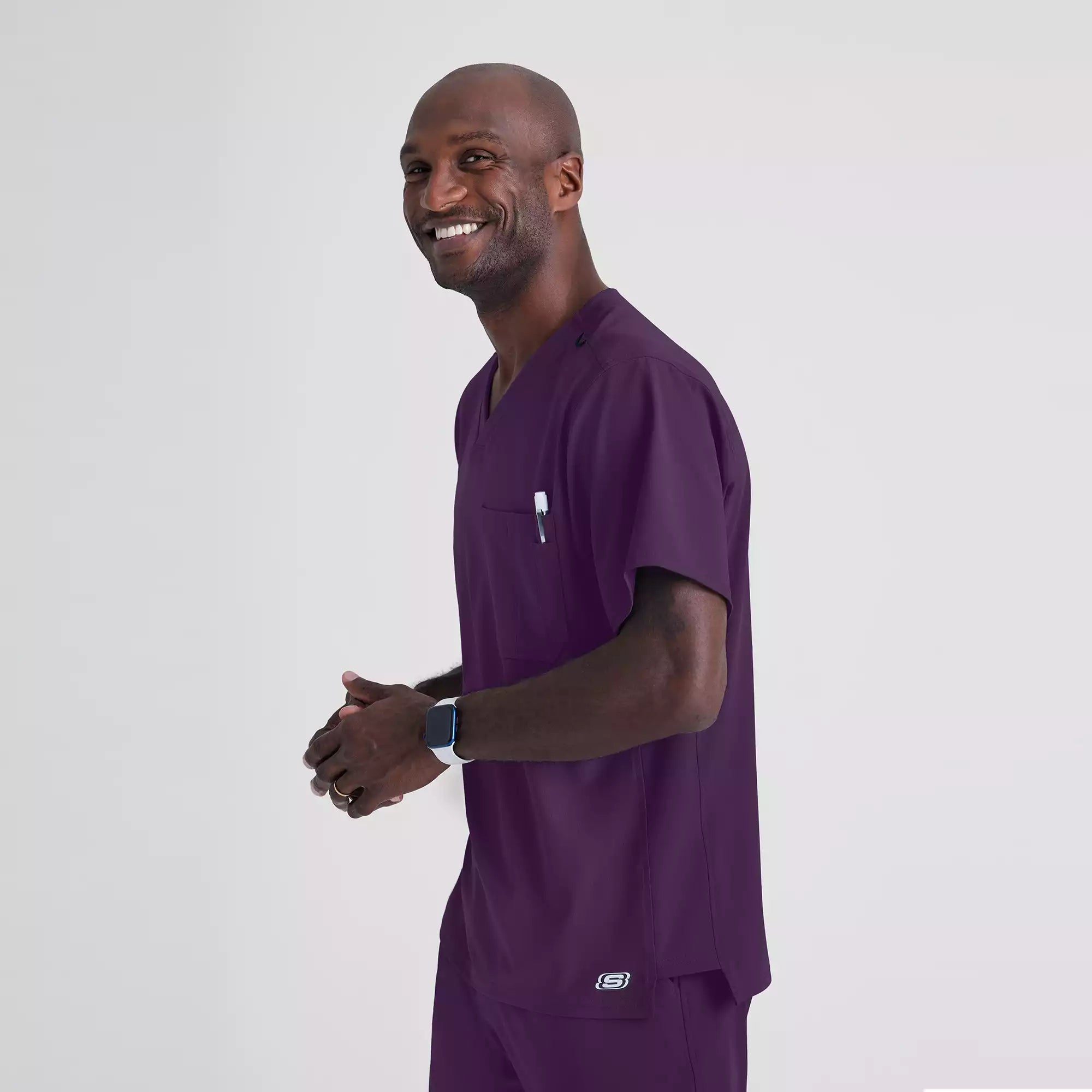 Men's V-Neck Cargo Pocket Scrub Top | SK0112