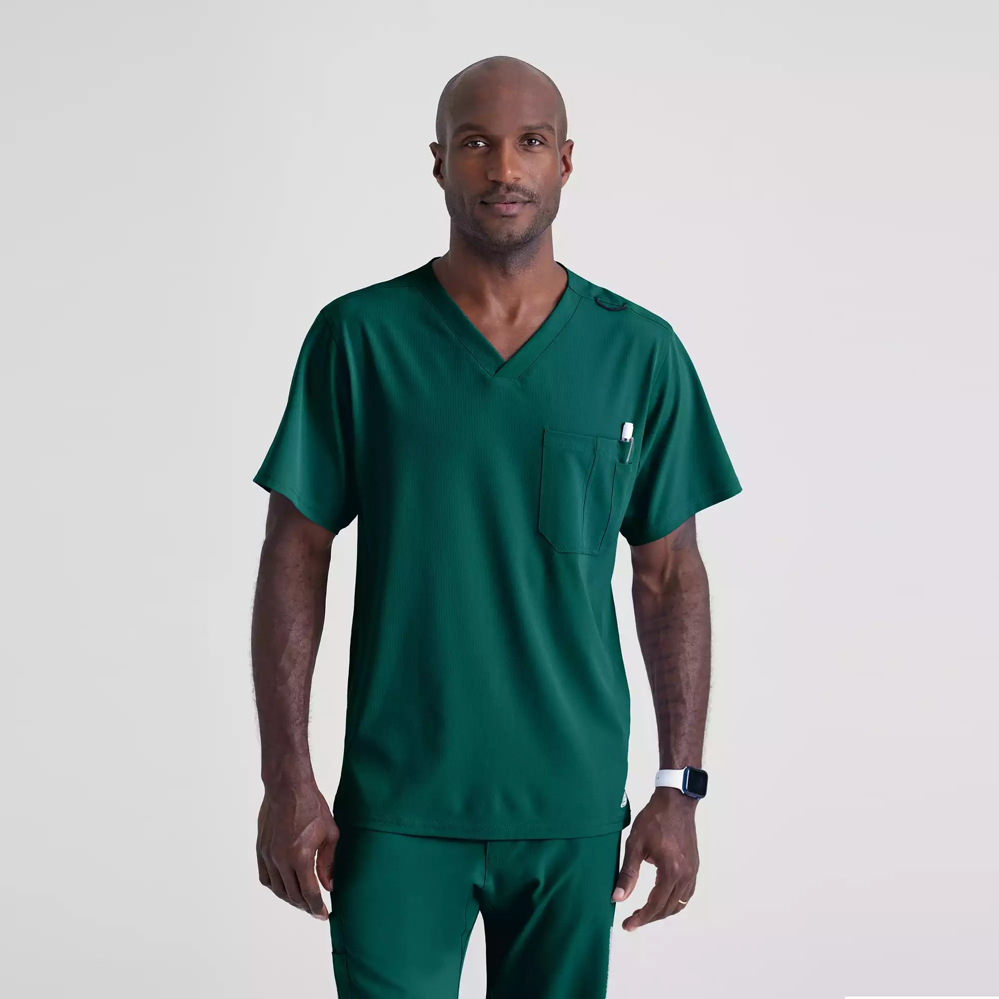 Men's V-Neck Cargo Pocket Scrub Top | SK0112