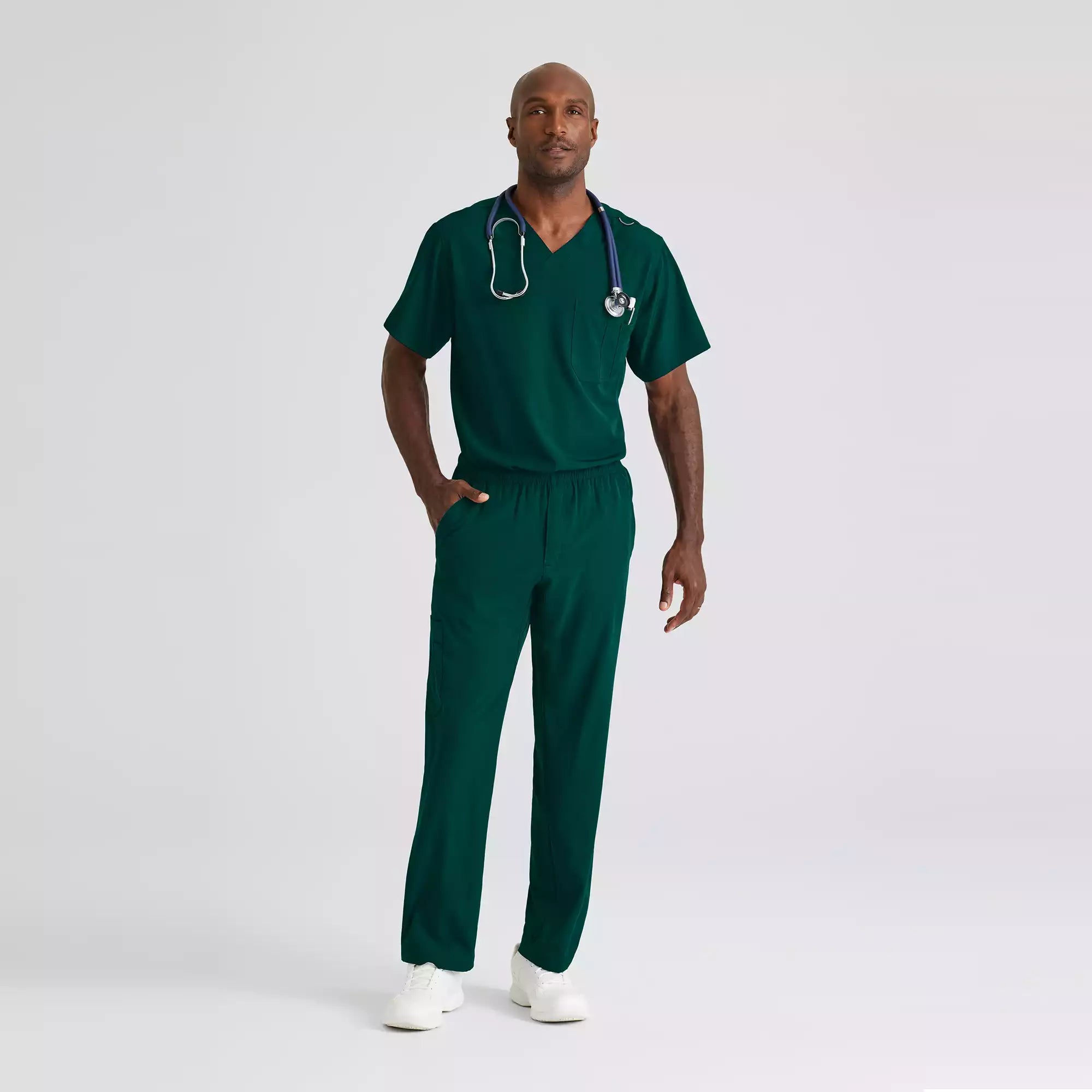 Men's V-Neck Cargo Pocket Scrub Top | SK0112