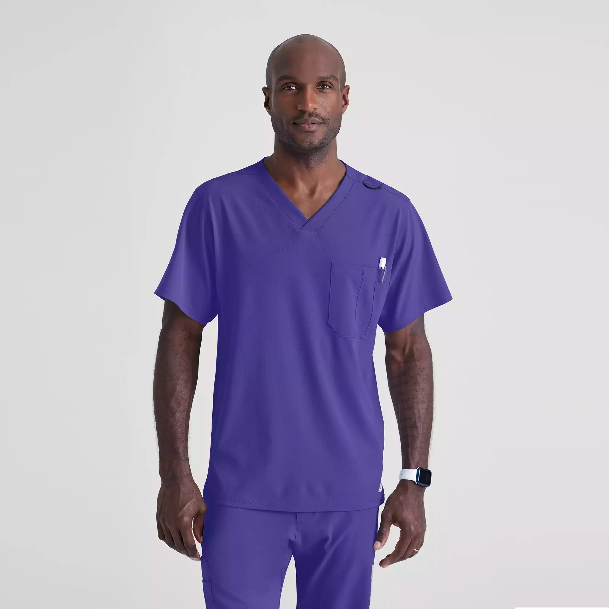 Men's V-Neck Cargo Pocket Scrub Top | SK0112