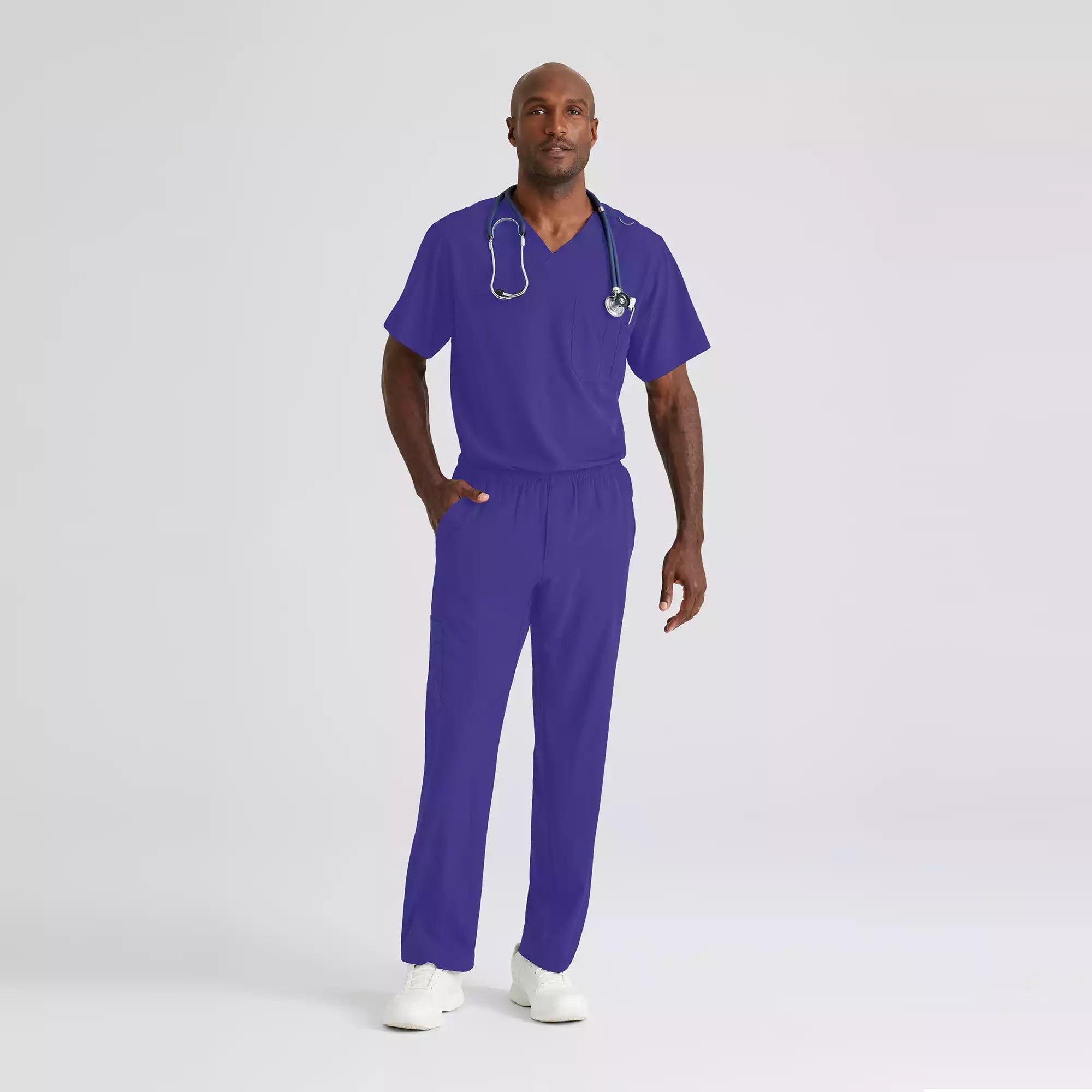 Men's V-Neck Cargo Pocket Scrub Top | SK0112