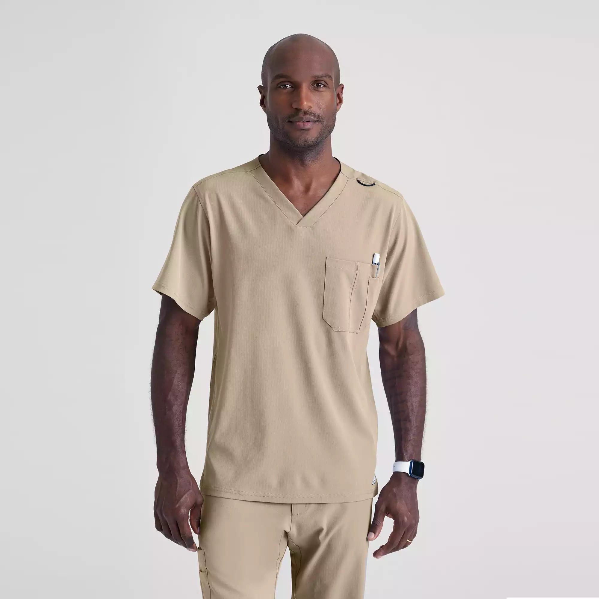 Men's V-Neck Cargo Pocket Scrub Top | SK0112