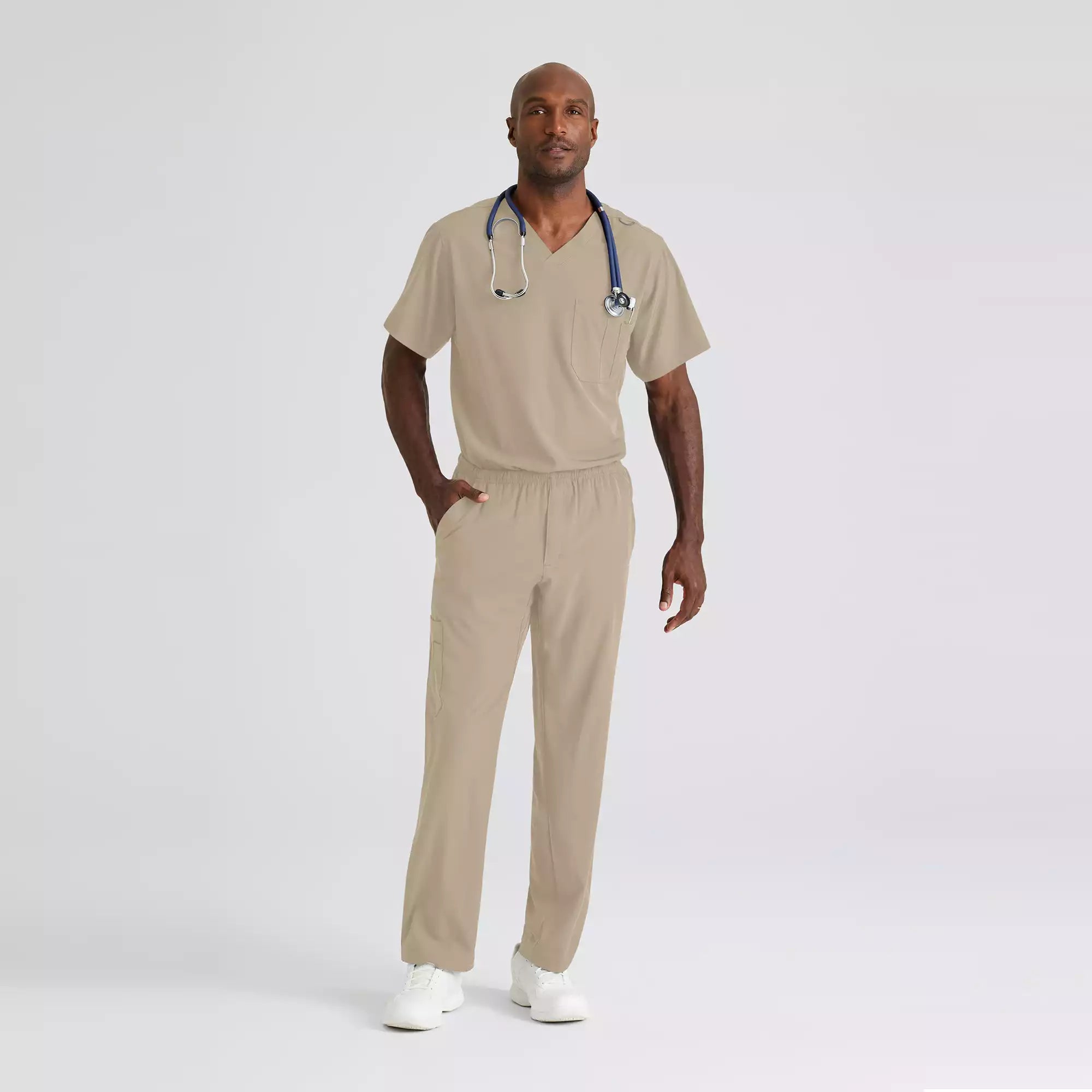 Men's V-Neck Cargo Pocket Scrub Top | SK0112
