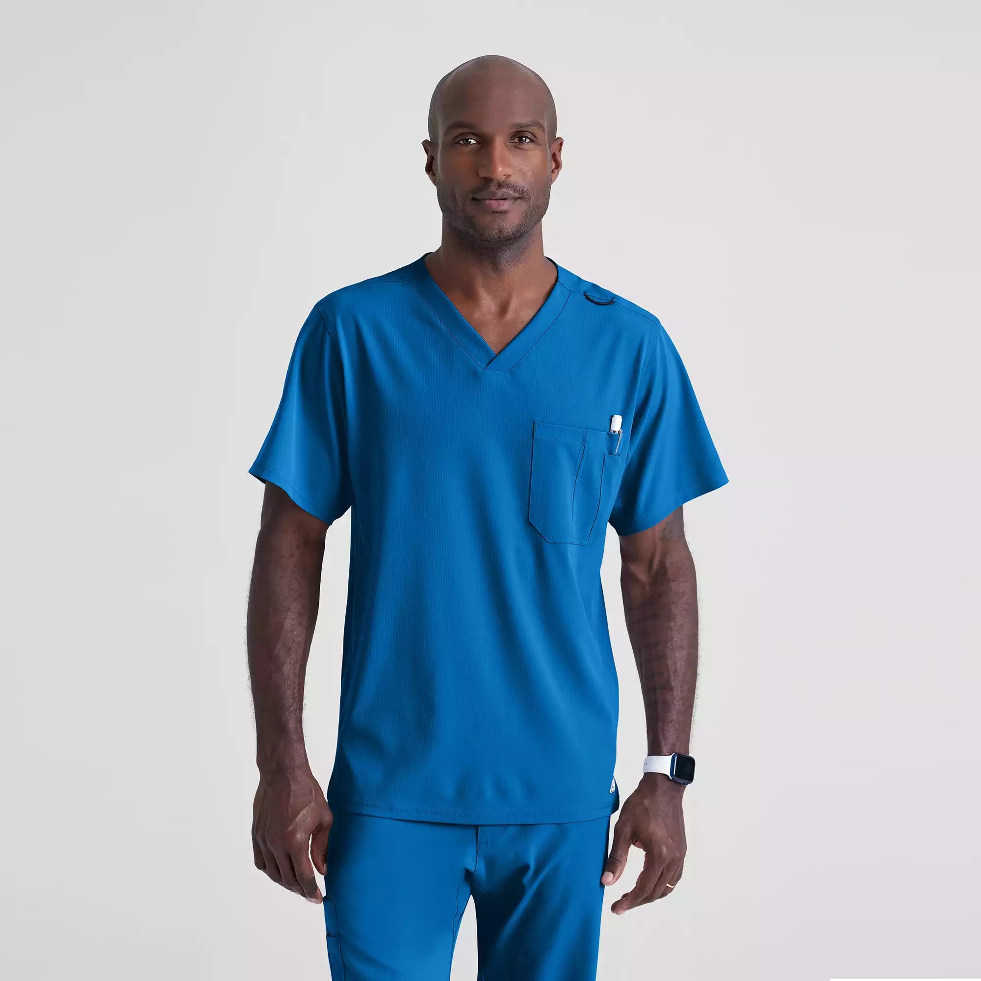 Men's V-Neck Cargo Pocket Scrub Top | SK0112