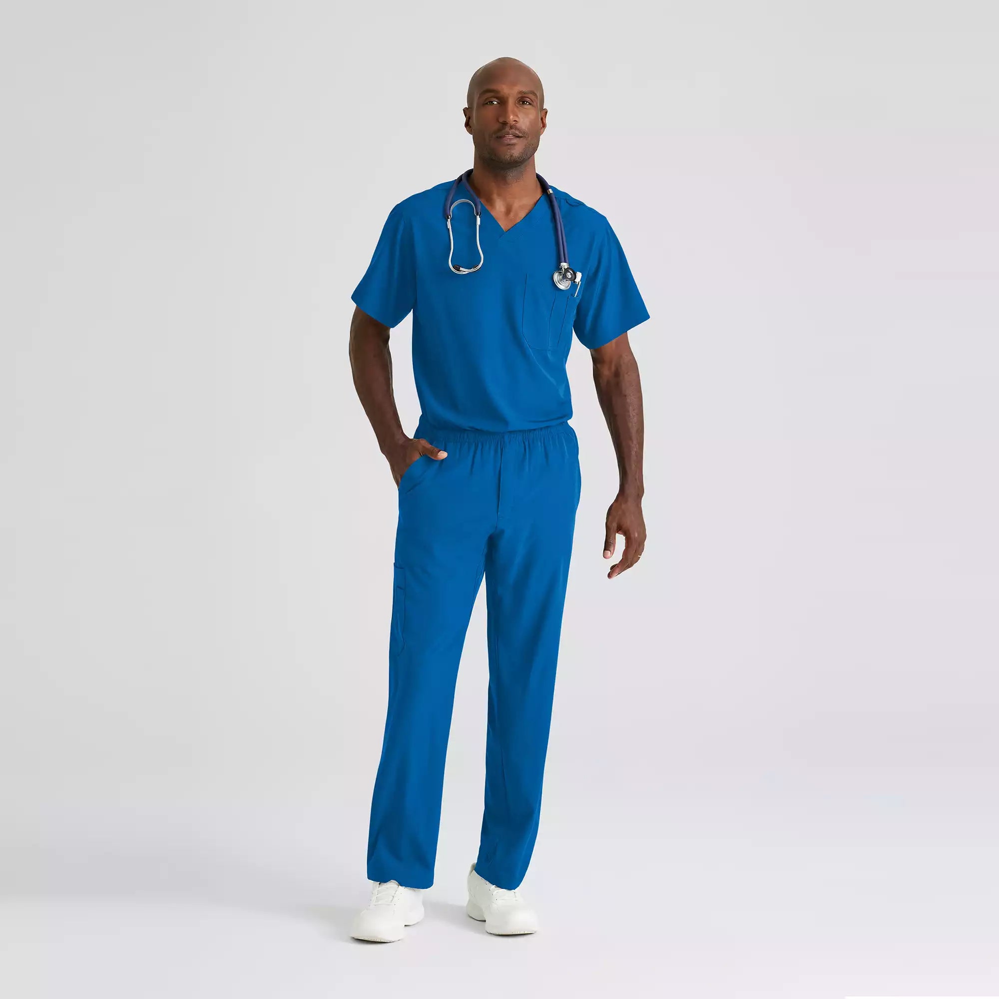 Men's V-Neck Cargo Pocket Scrub Top | SK0112