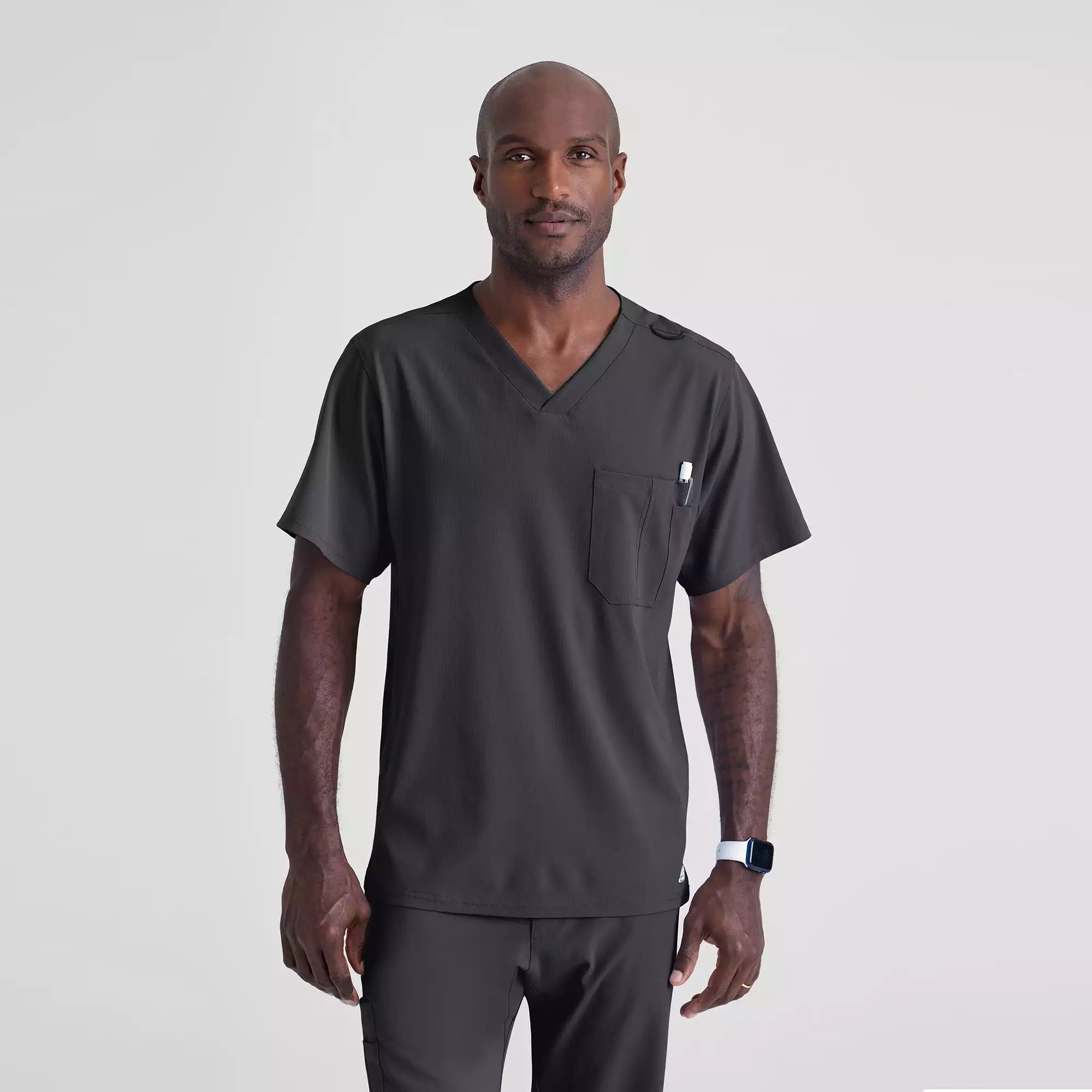 Men's V-Neck Cargo Pocket Scrub Top | SK0112