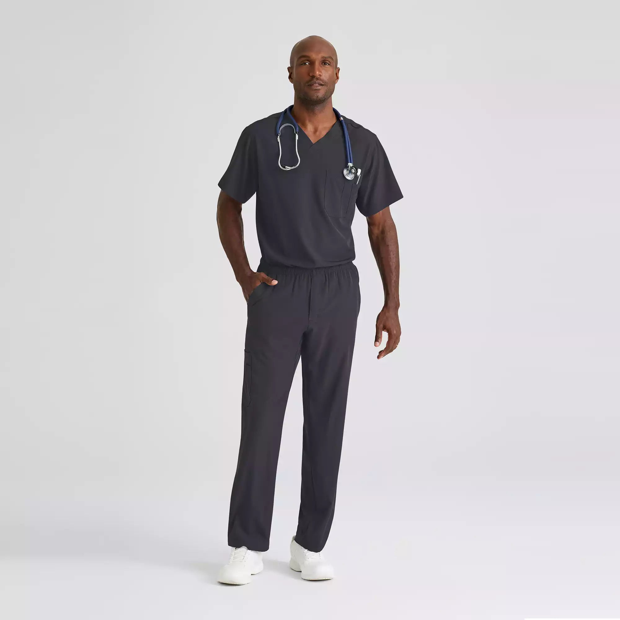 Men's V-Neck Cargo Pocket Scrub Top | SK0112