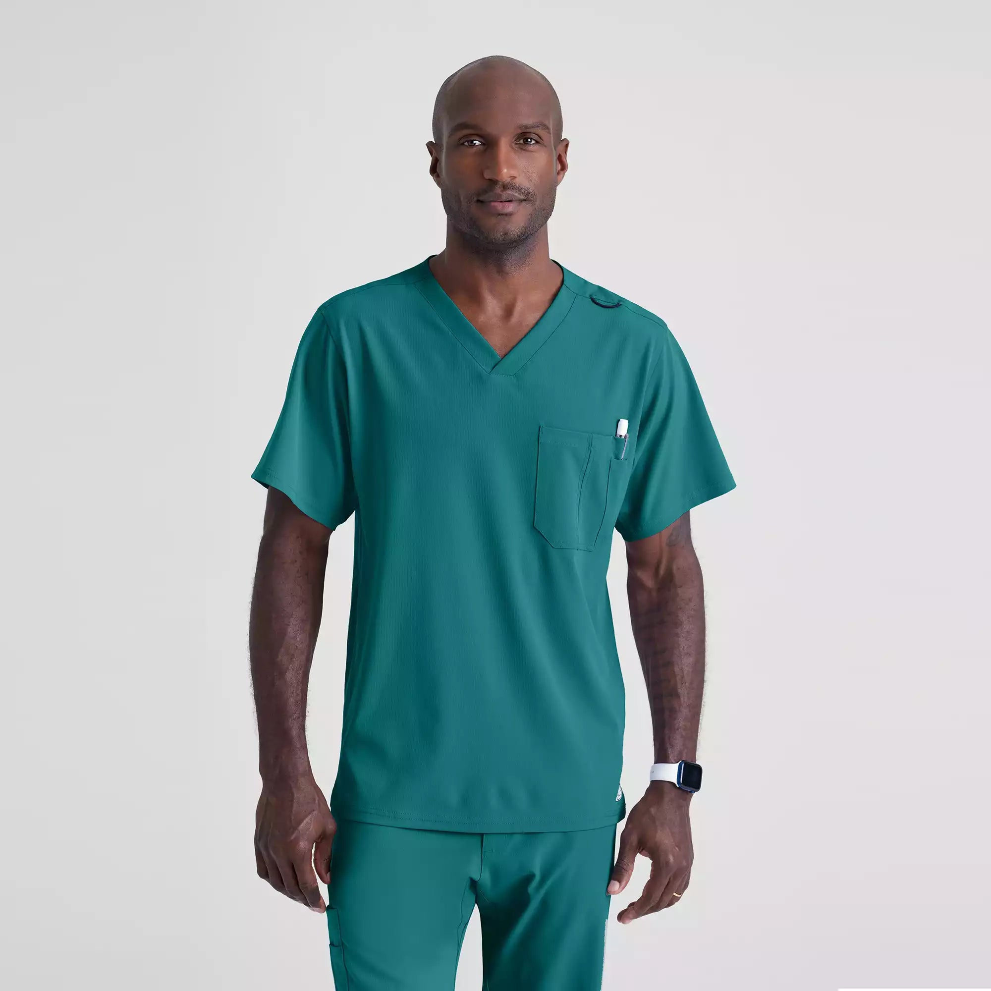 Men's V-Neck Cargo Pocket Scrub Top | SK0112