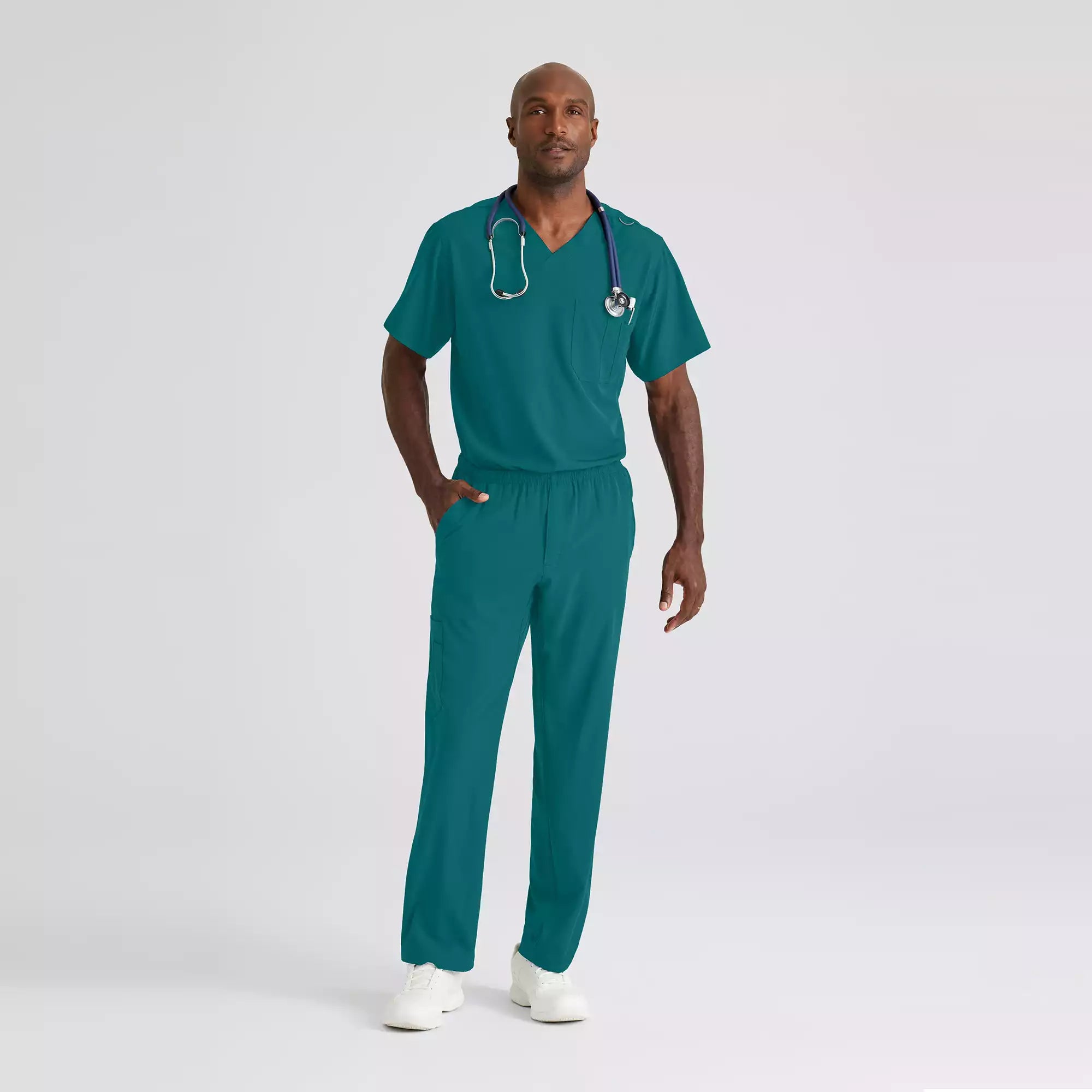 Men's V-Neck Cargo Pocket Scrub Top | SK0112
