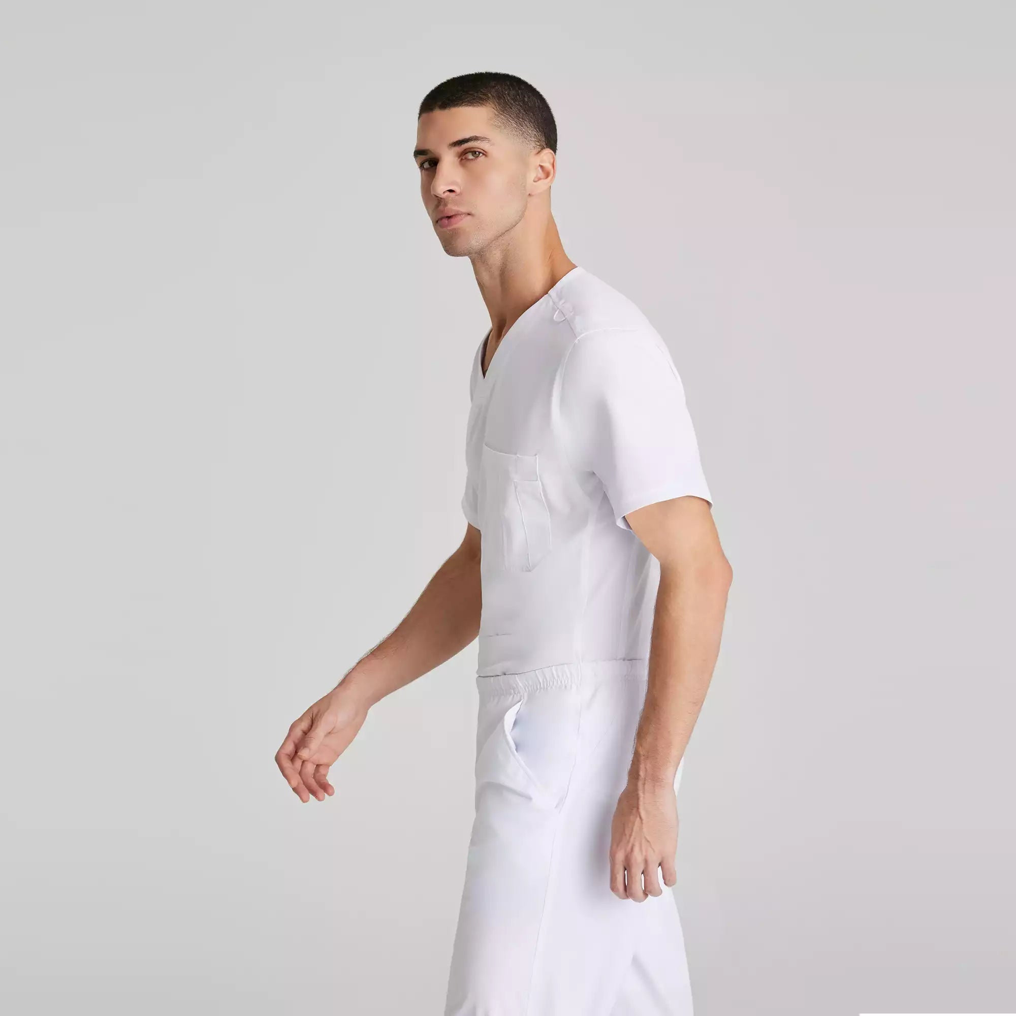 Men's V-Neck Cargo Pocket Scrub Top | SK0112