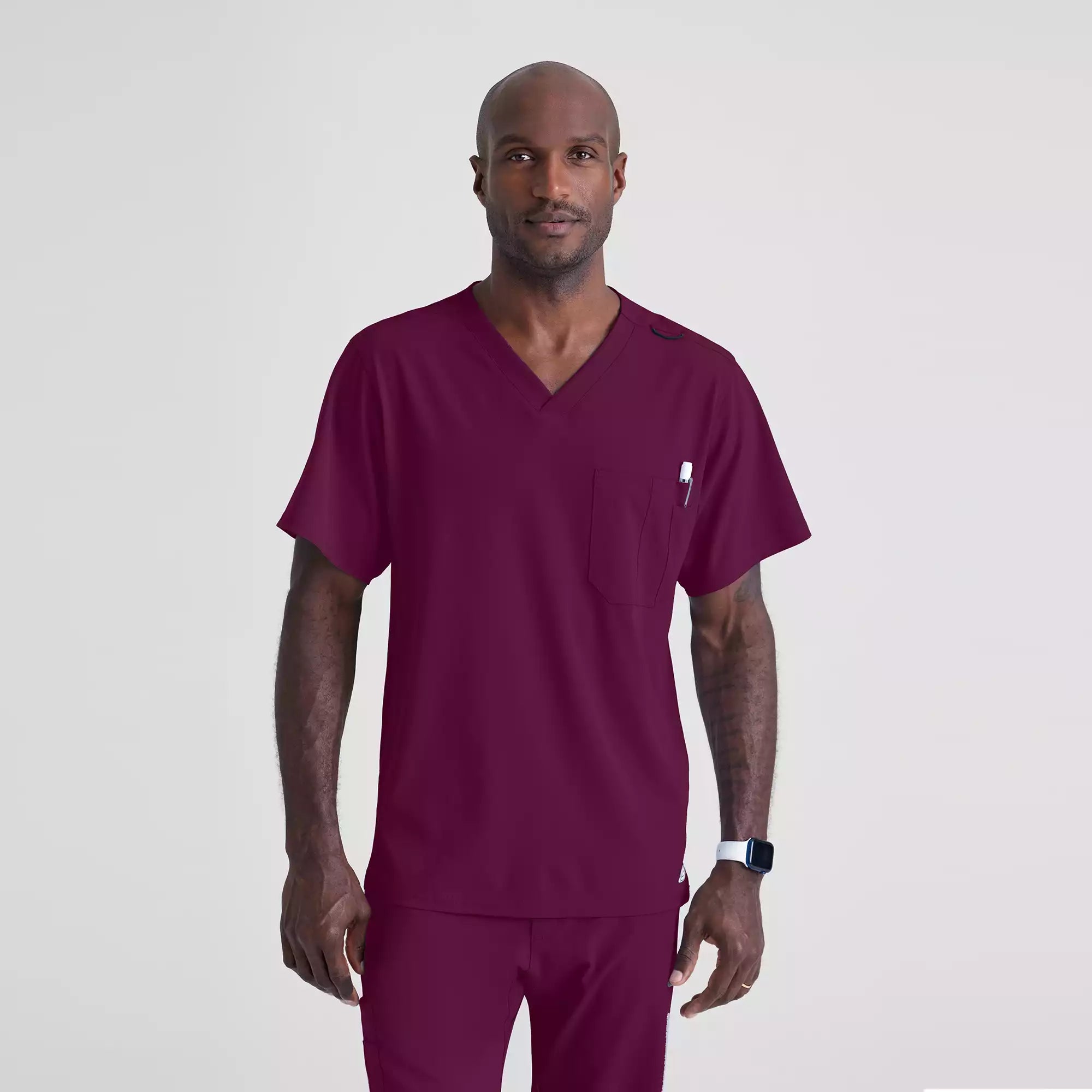 Men's V-Neck Cargo Pocket Scrub Top | SK0112