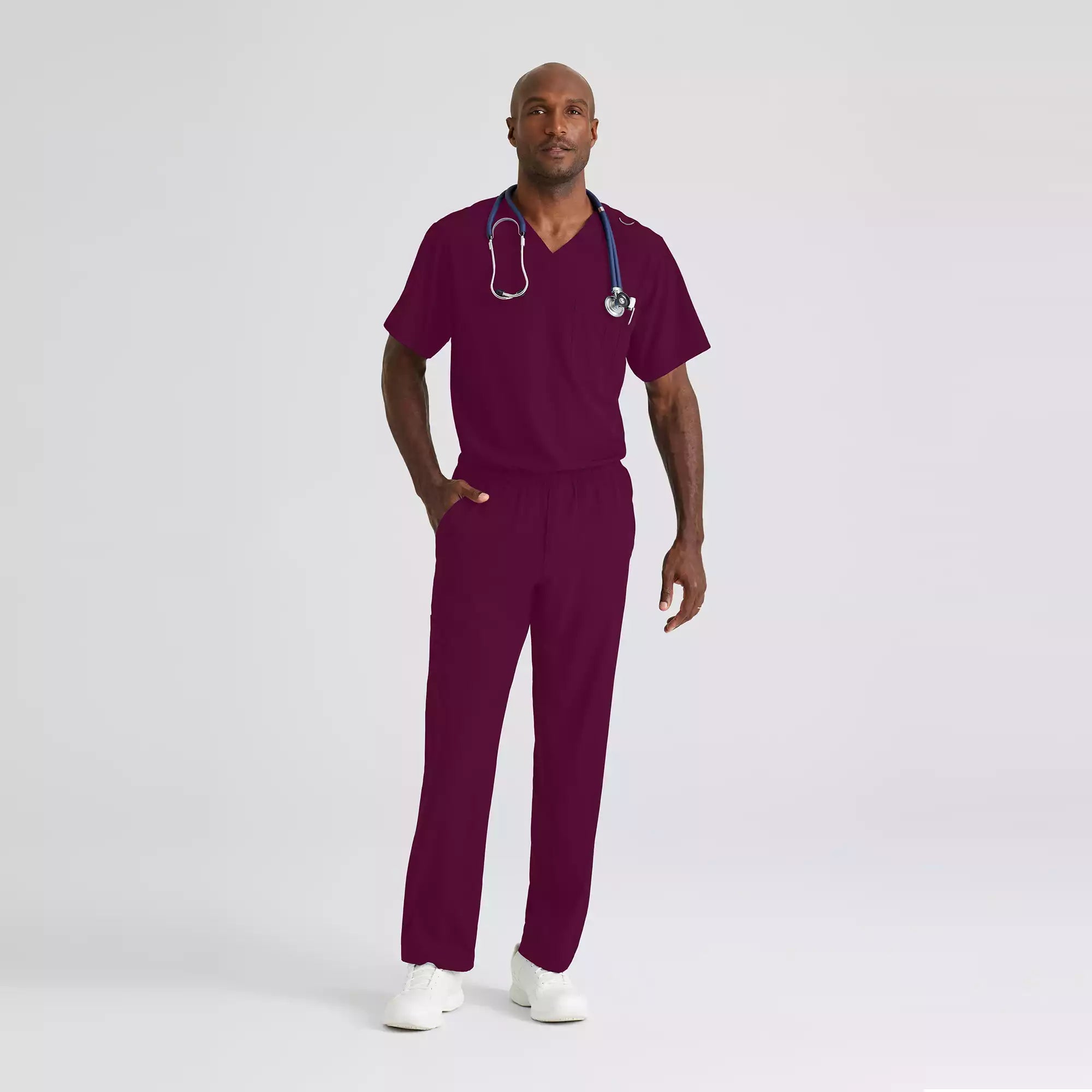 Men's V-Neck Cargo Pocket Scrub Top | SK0112