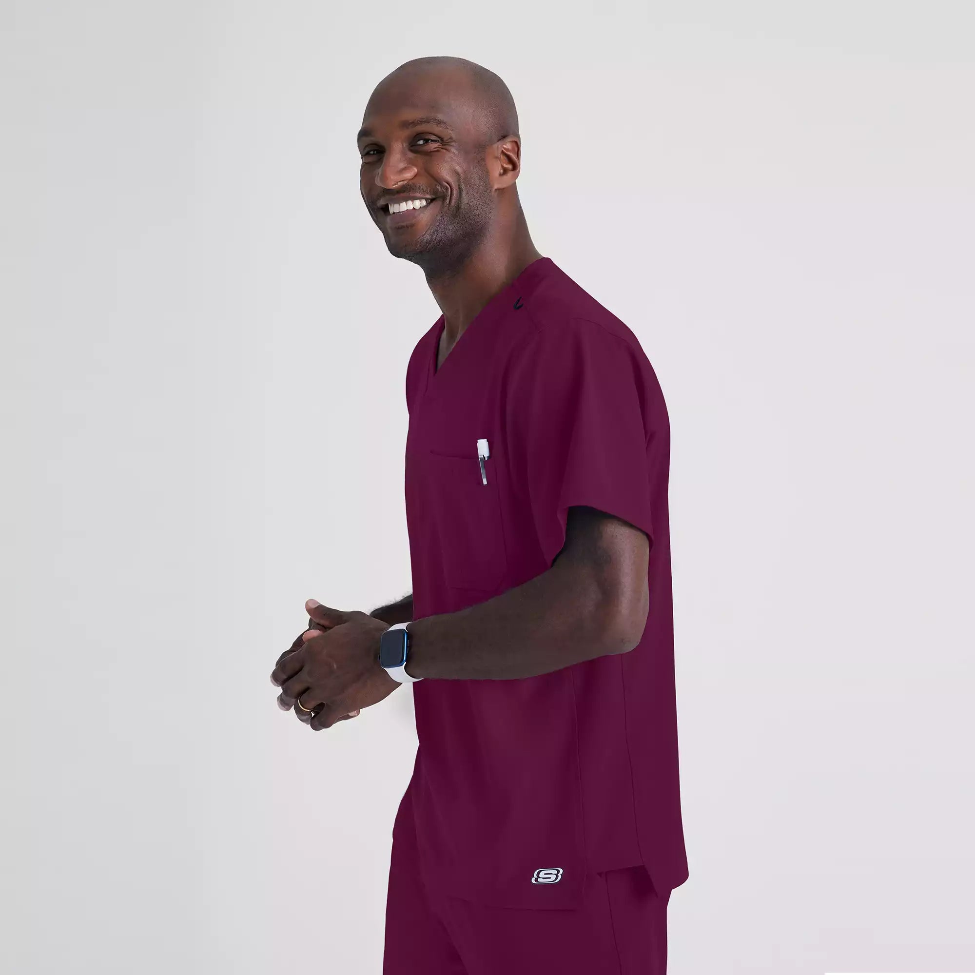 Men's V-Neck Cargo Pocket Scrub Top | SK0112