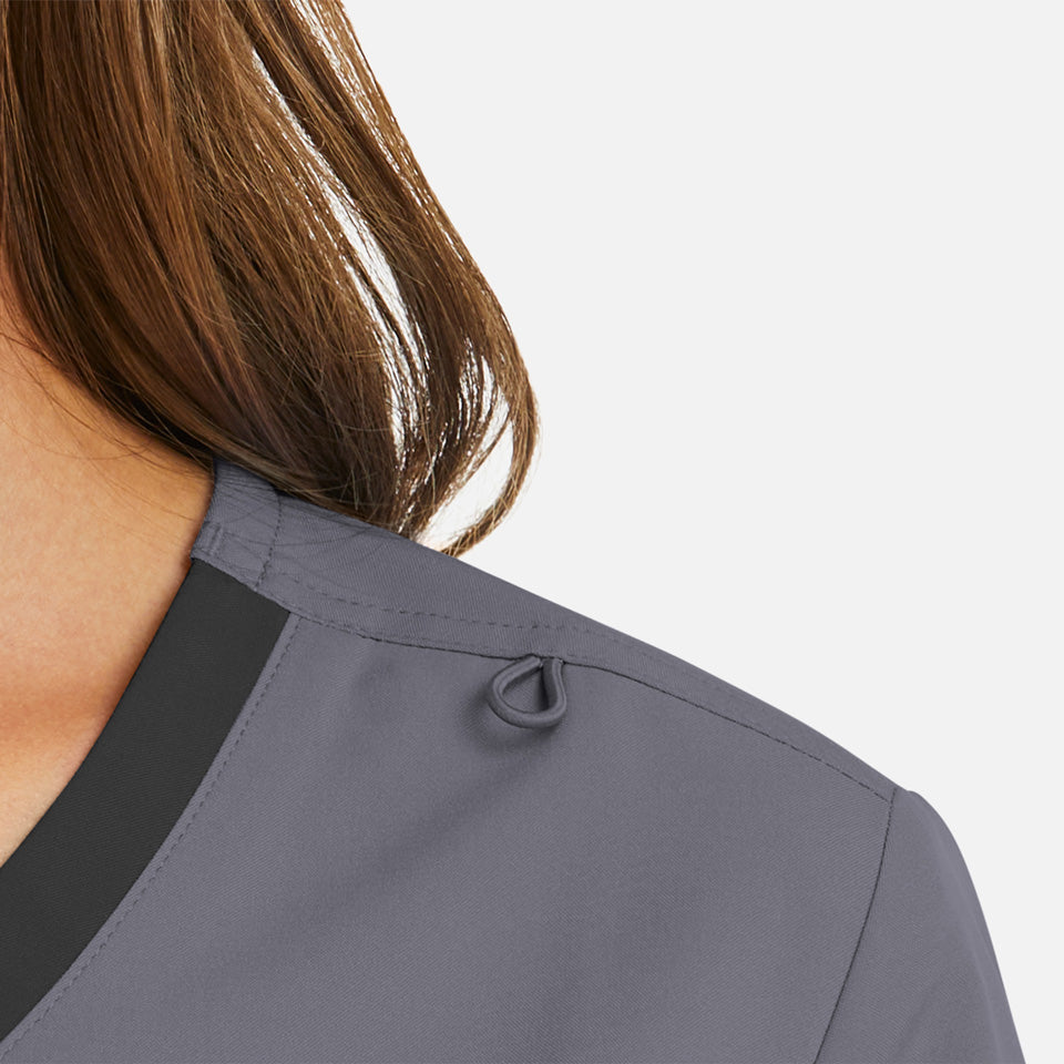 Mock Wrap Top with Contrast Trim | 5004