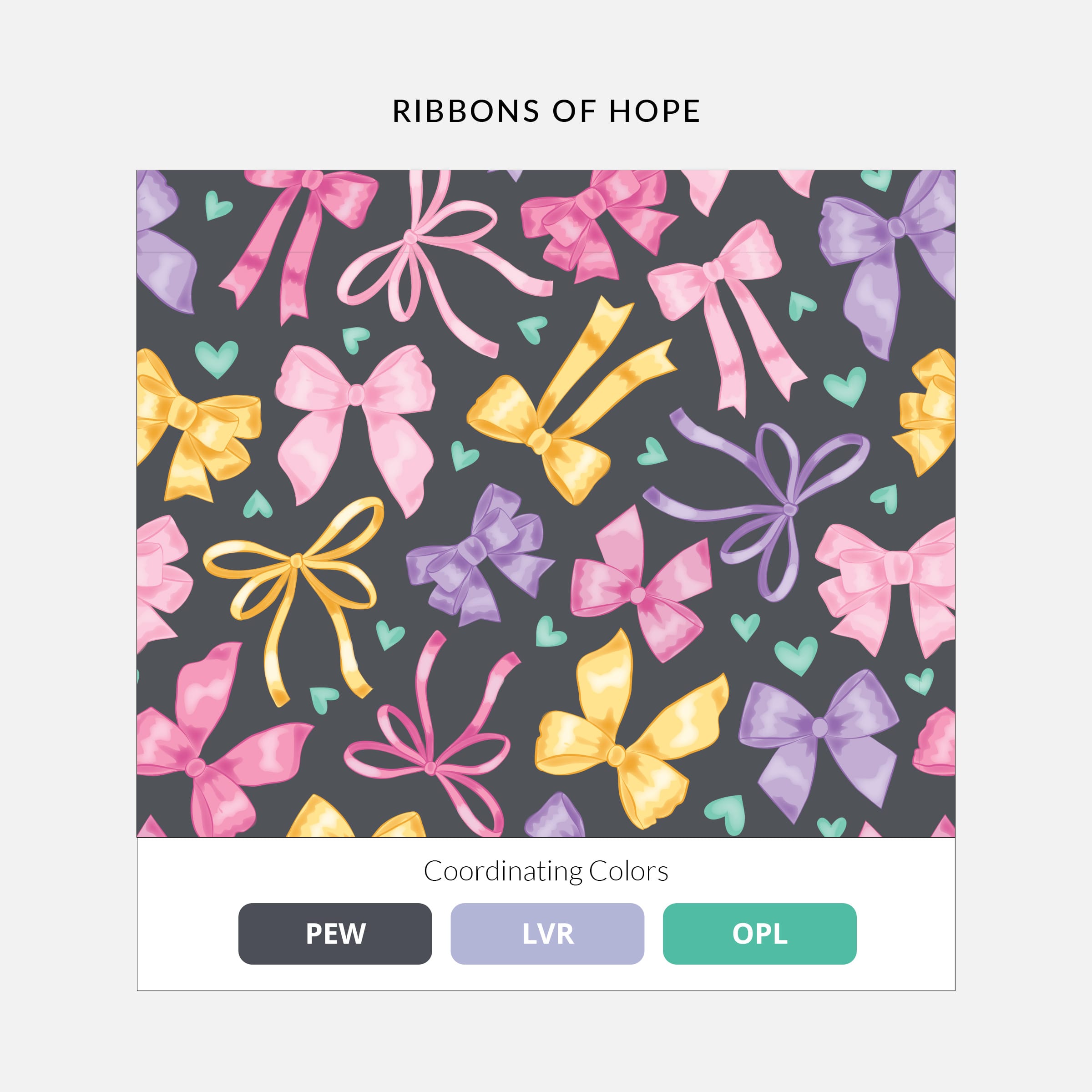 Women's Curved V-Neck Print Top Ribbons of hope (PEW) | 1797-RBOH
