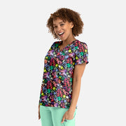 Maevn Print Scrub Top – Splatter Paws