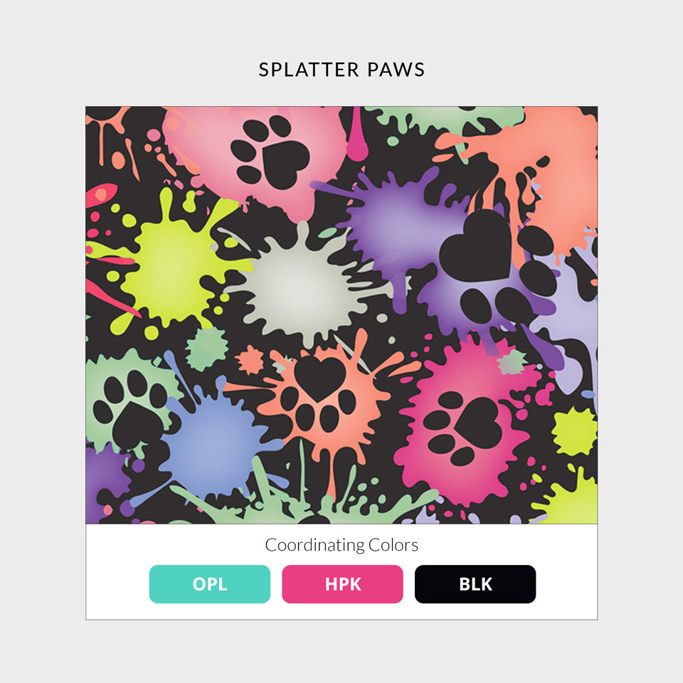 Women's Curved V-Neck Print Top Splatter Paws | 1797-SPPW