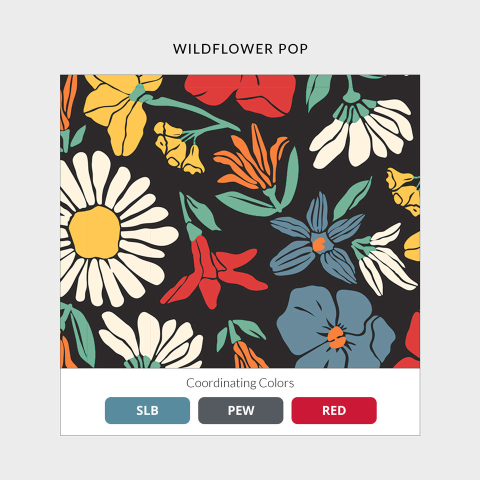 Women's Curved V-Neck Print Top Wildflower Pop | 1797-WDFP