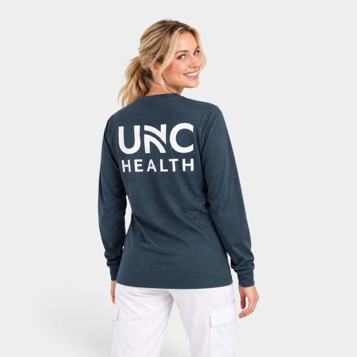 UNC Health – Long Sleeve Unisex Tee – Vintage Navy