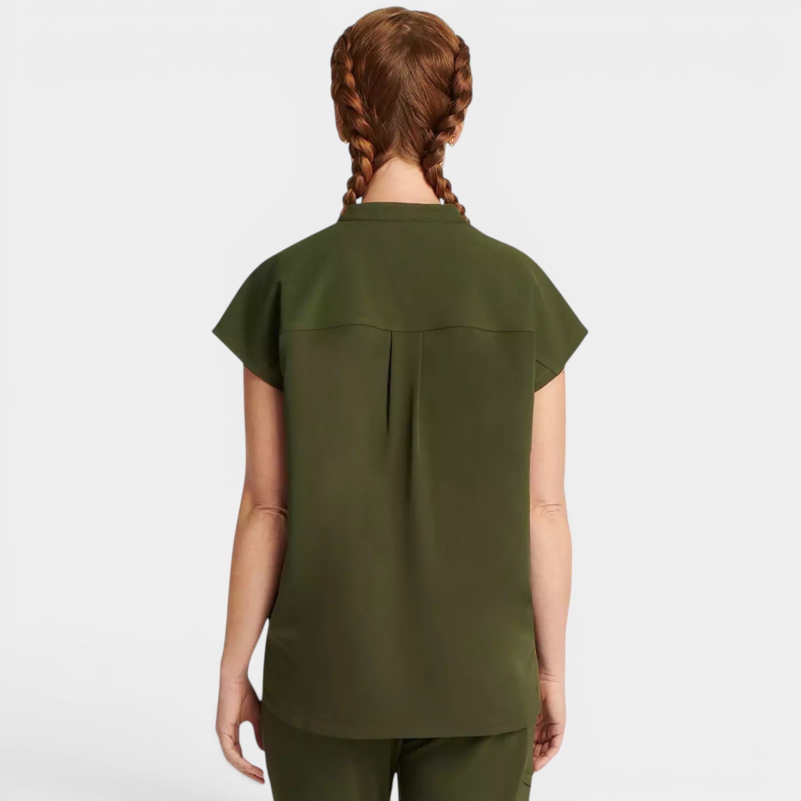 Read's Uniforms dark pine relaxed fit dolman sleeve top with side vents and rounded hem