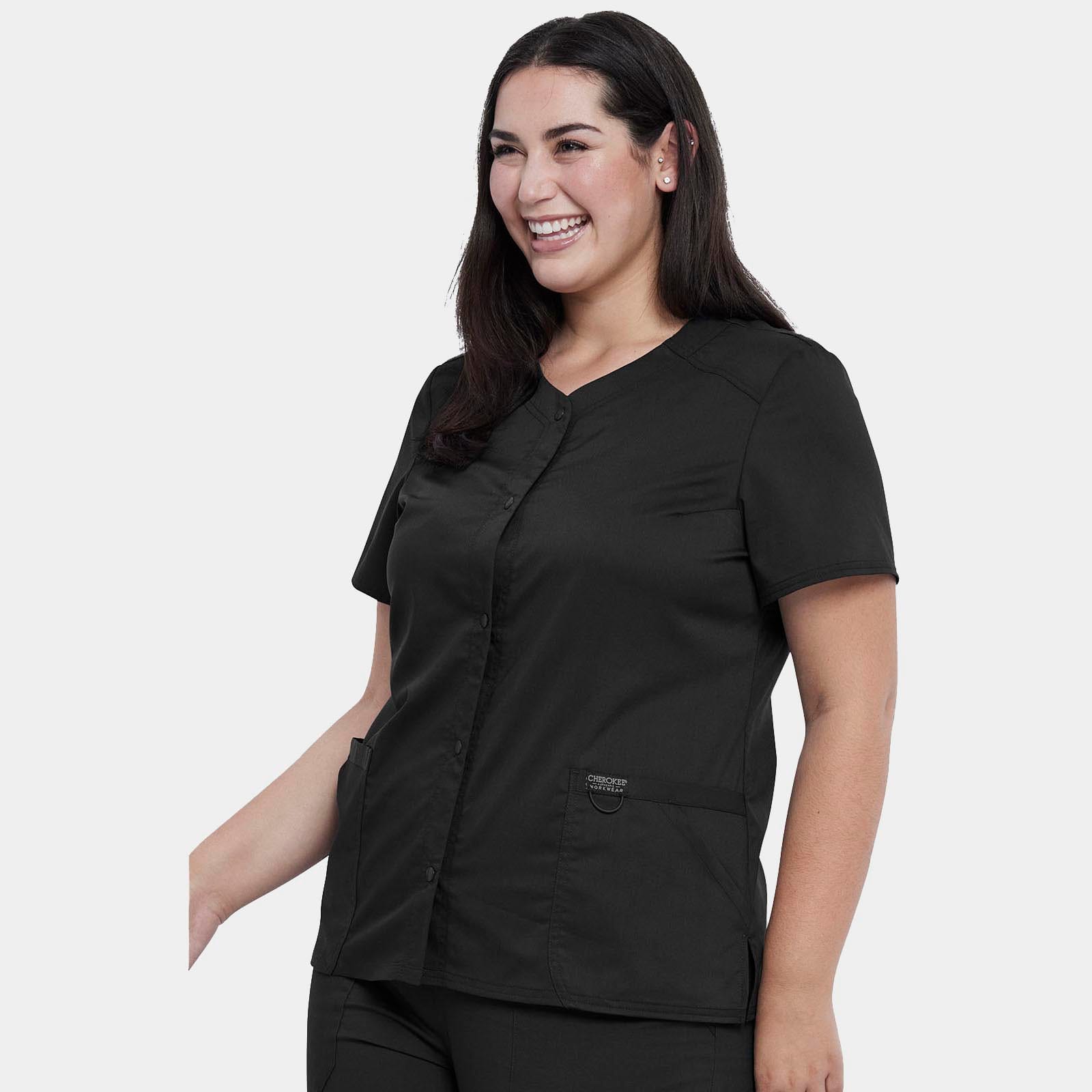 Snap Front V-Neck Top | WW622