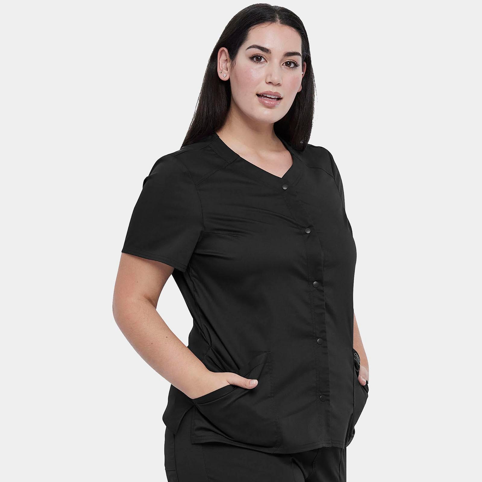 Snap Front V-Neck Top | WW622