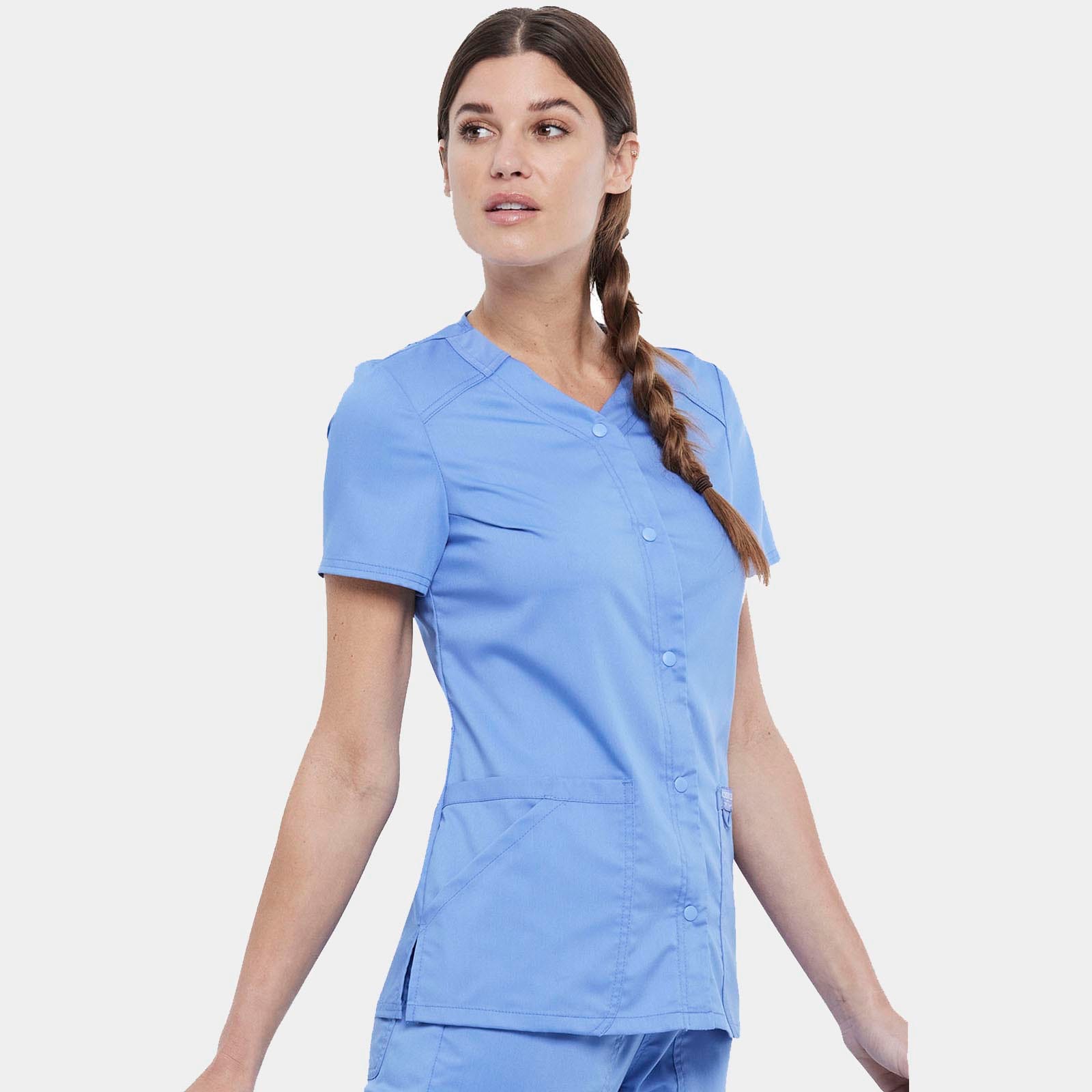 Snap Front V-Neck Top | WW622