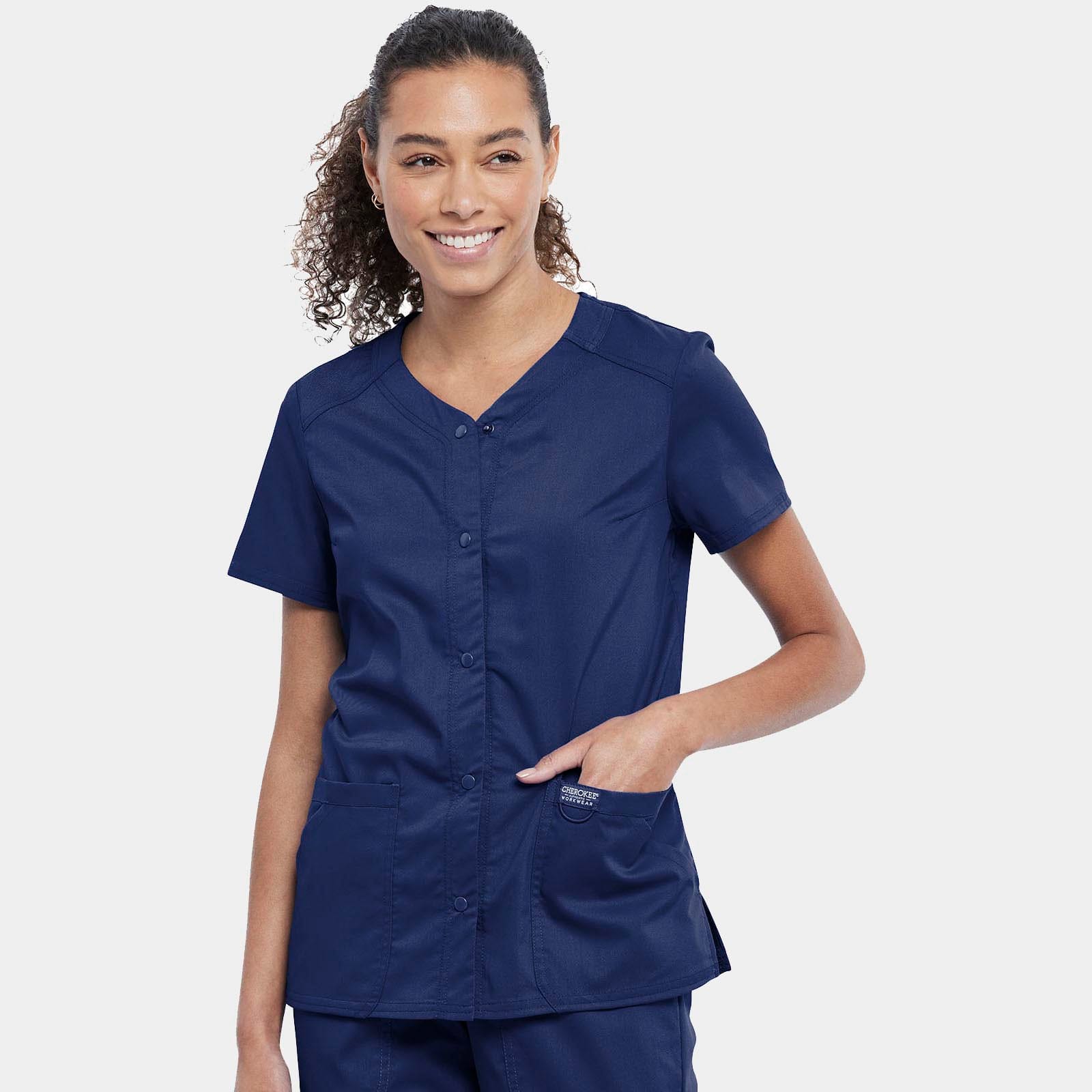 Snap Front V-Neck Top | WW622