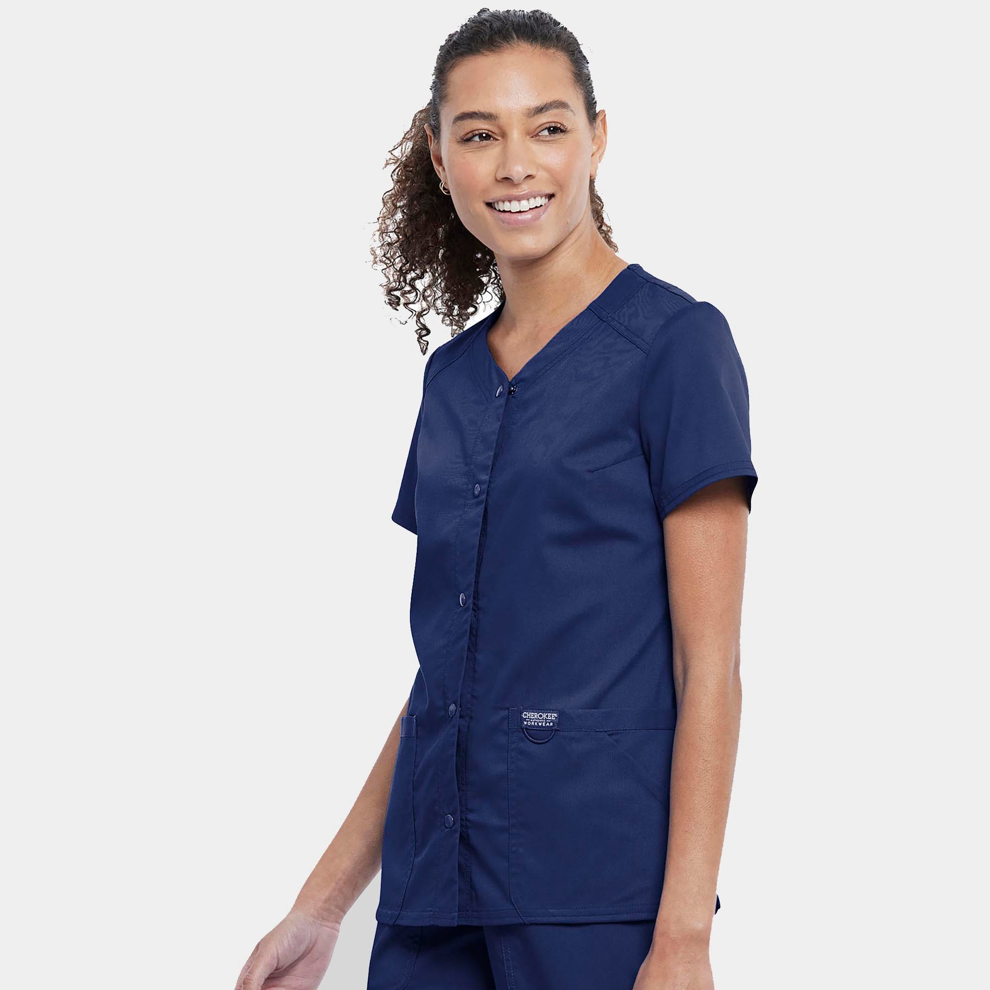 Snap Front V-Neck Top | WW622